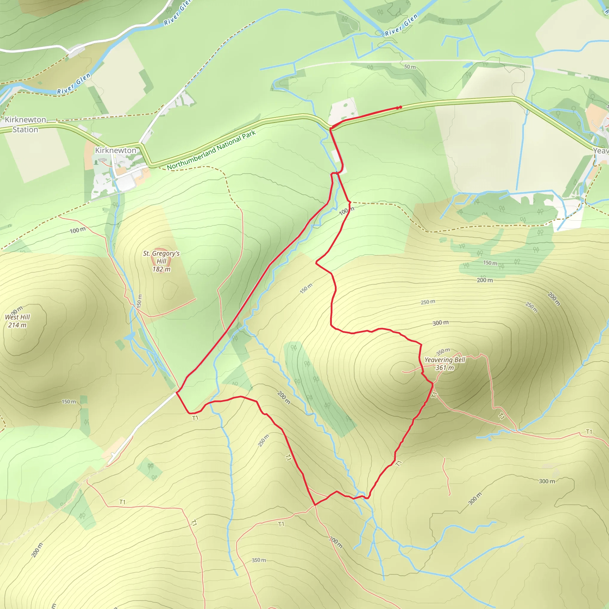 Yeavering Bell Walk mobile static map