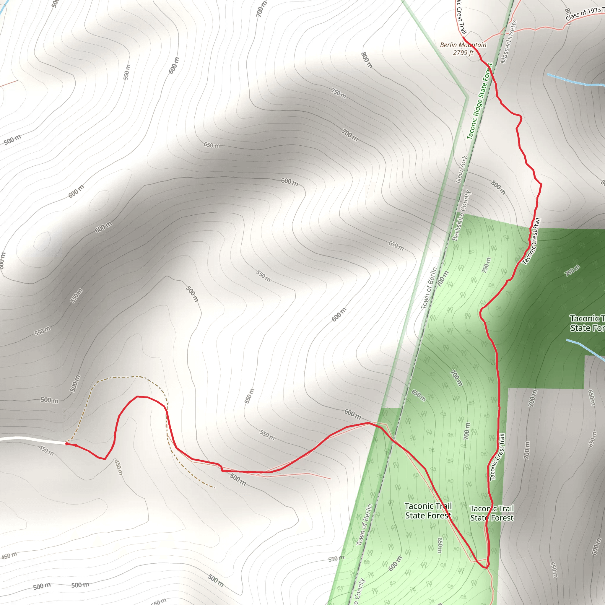 Berlin Mountain via Taconic Crest Trail mobile static map