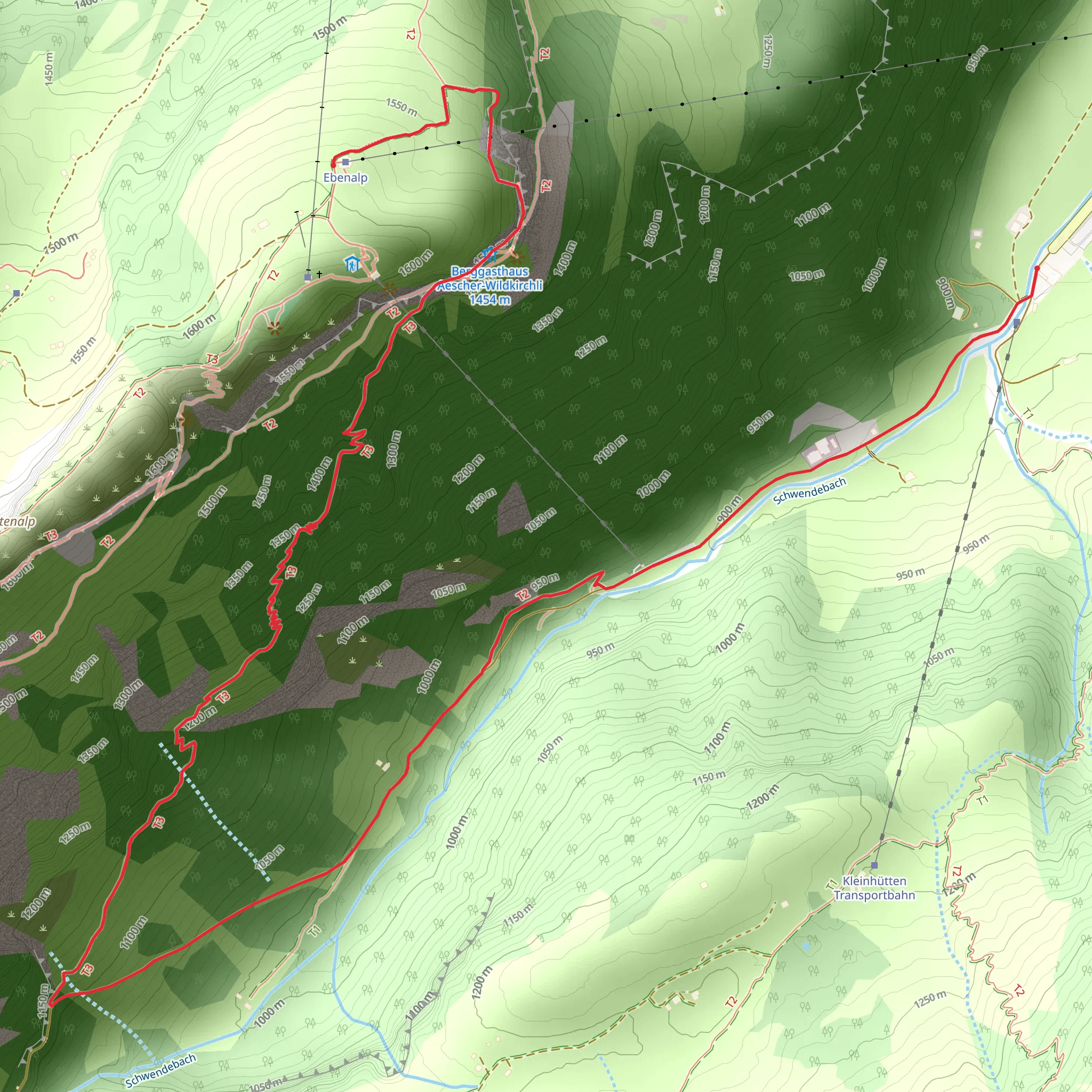 Ebenalp to Wasserauen Trail mobile static map