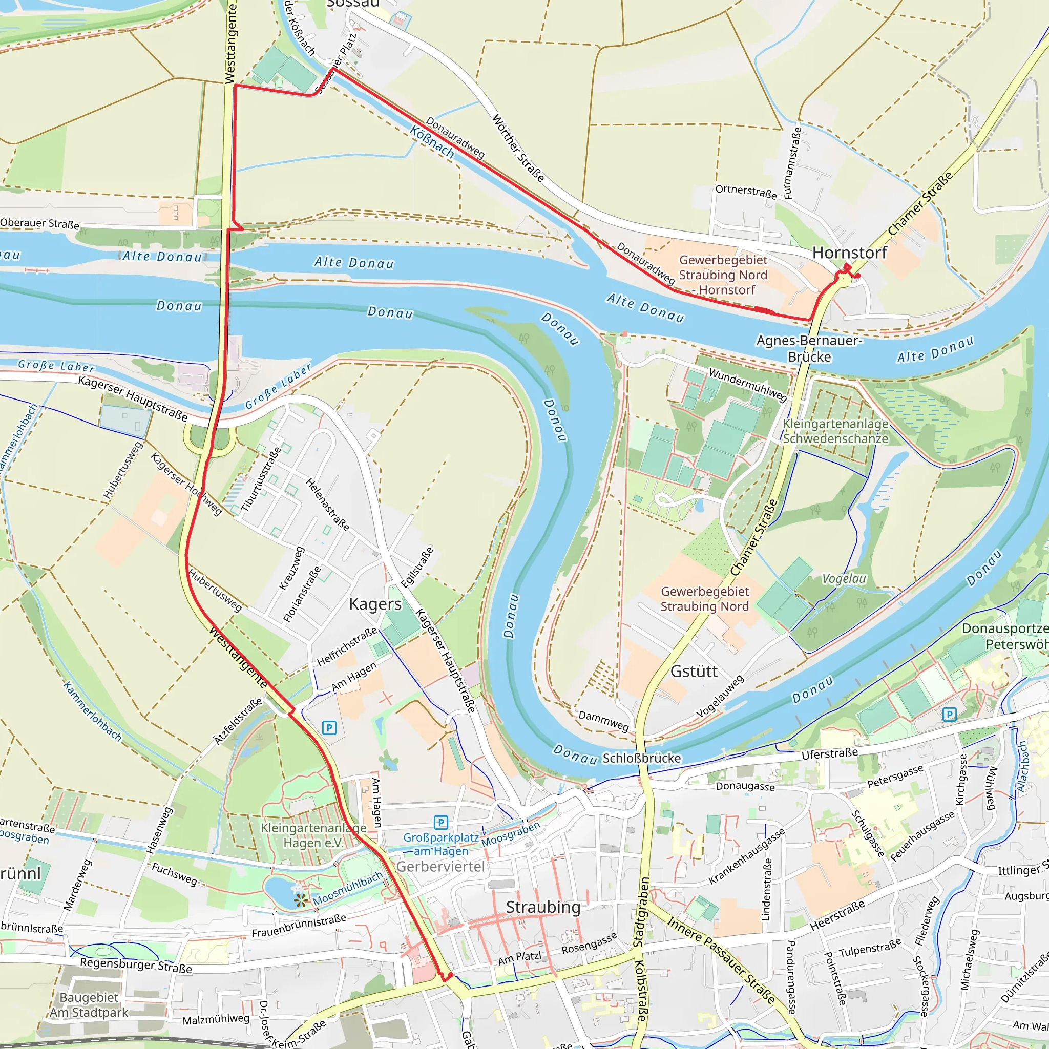 Hornstorf to Straubing Walk mobile static map