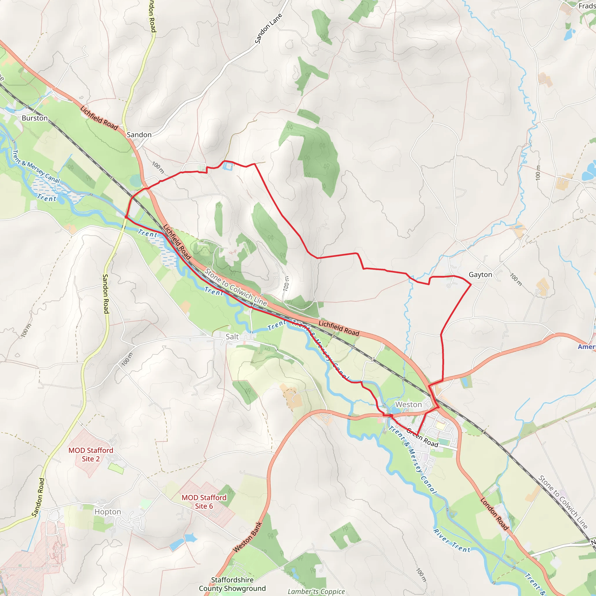 Weston Upon Trent - Sandon and the Trent and Mersey Canal mobile static map