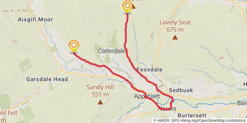 Three Youth Hostels in Yorkshire Dales stage 2 Map