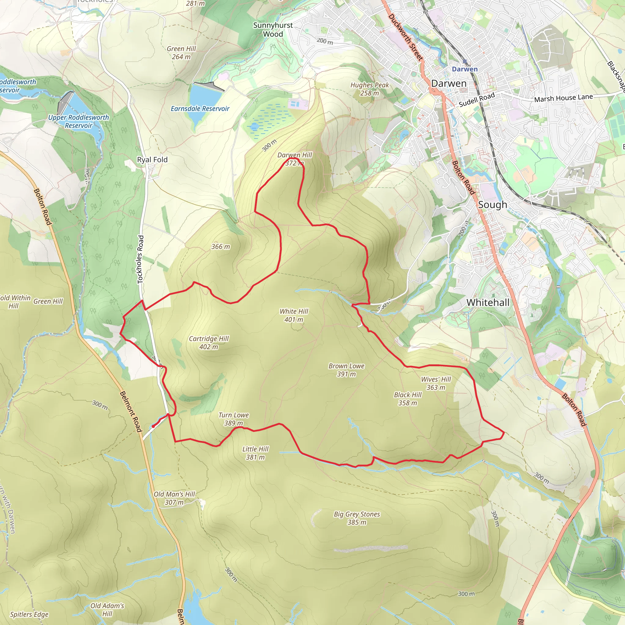 Darwen Hill Loop mobile static map