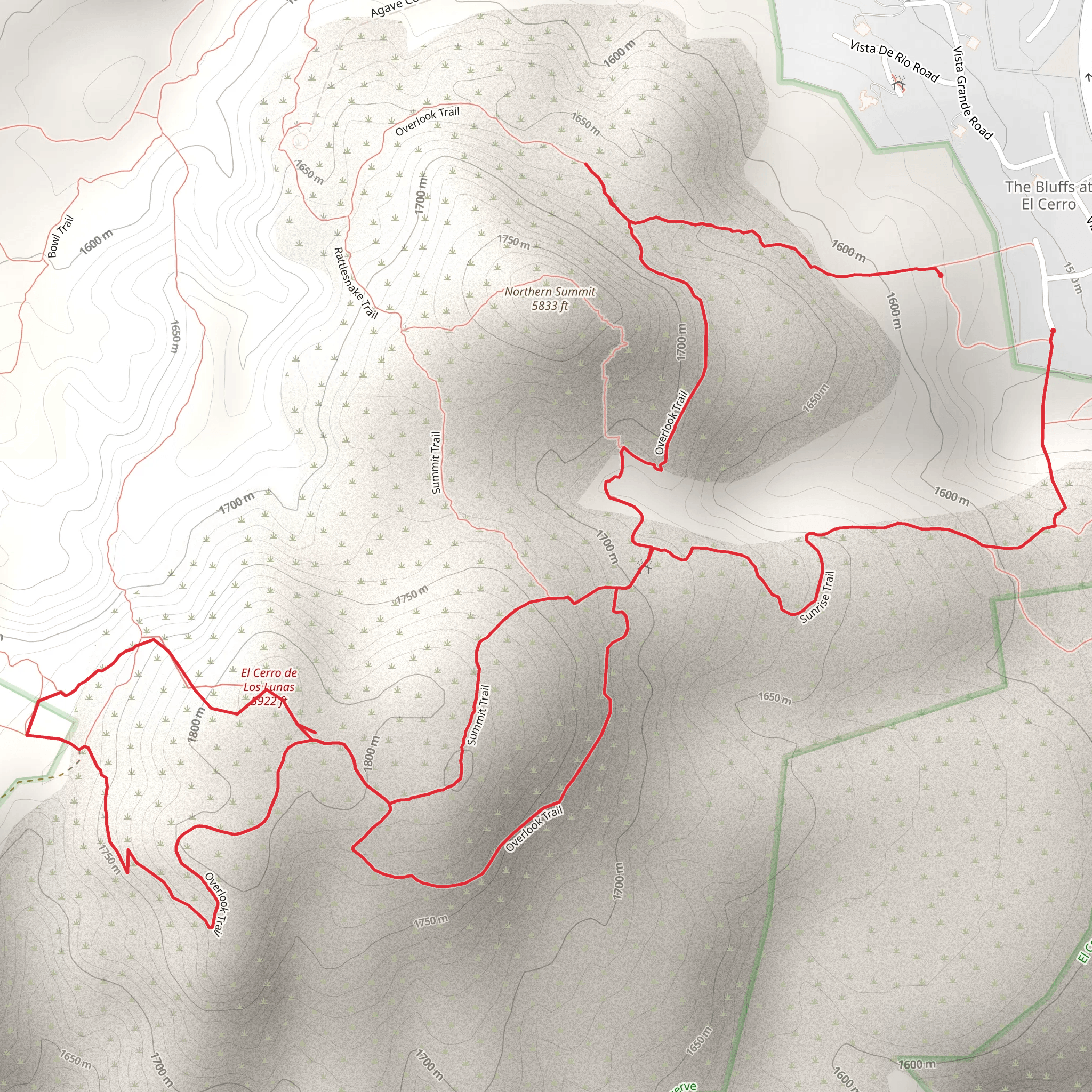 Overlook and El Cerro de Los Lunas Loop Trail mobile static map