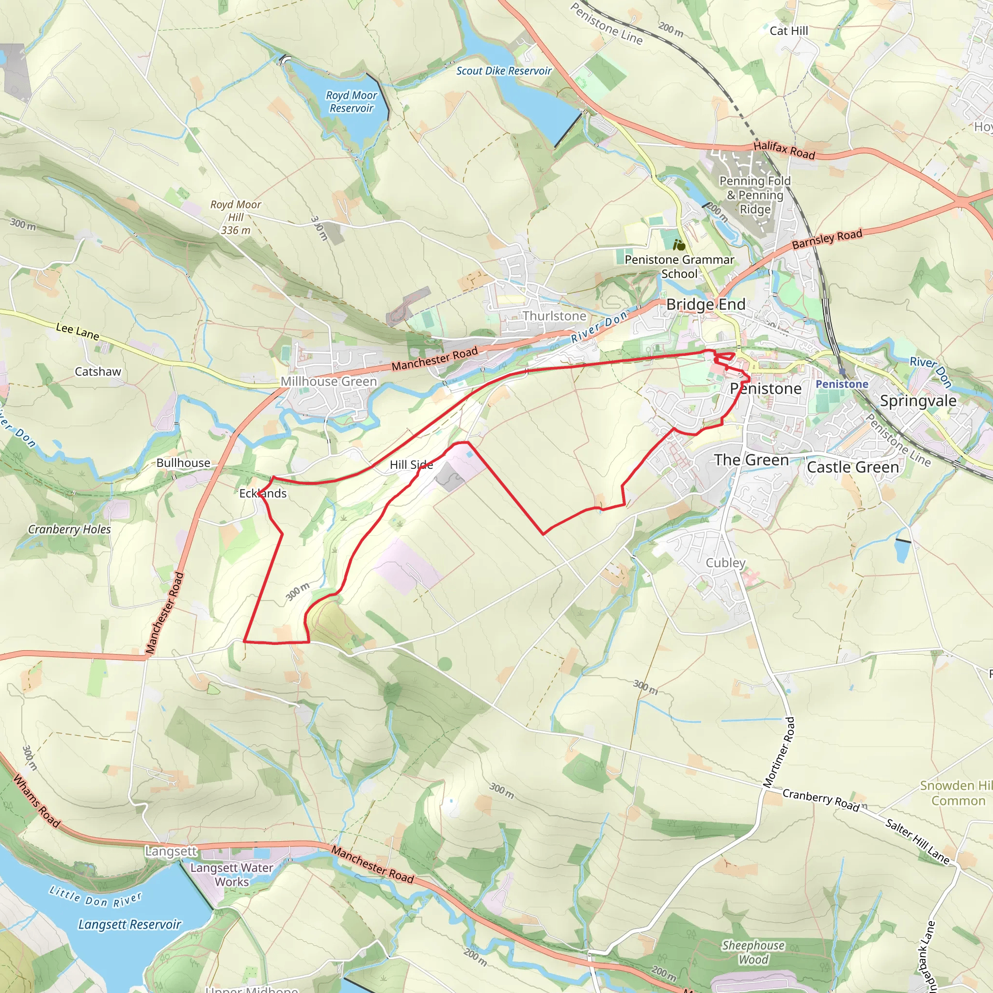 Penistone and Ecklands Loop mobile static map