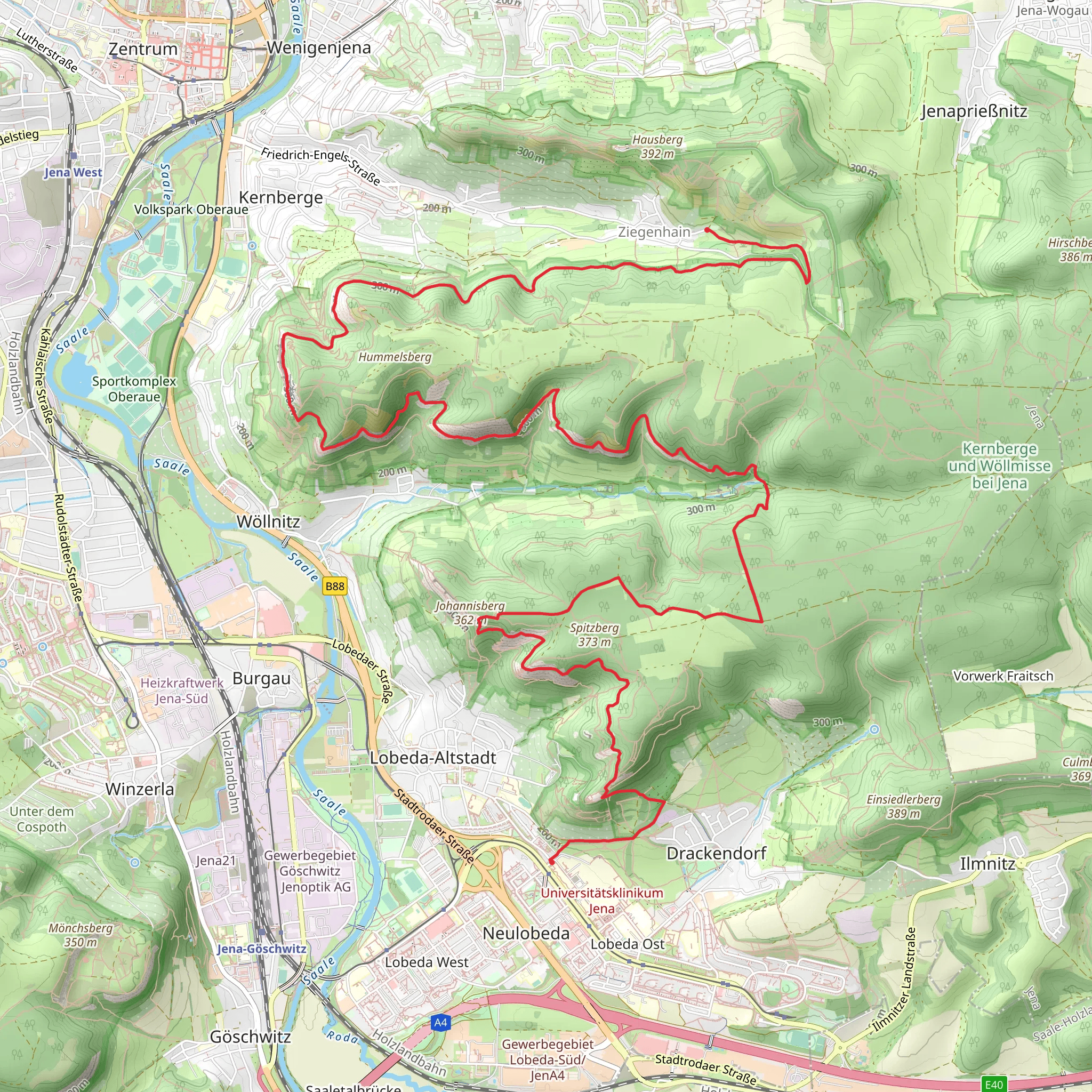 Lobeda to Ziegenhain Walk mobile static map