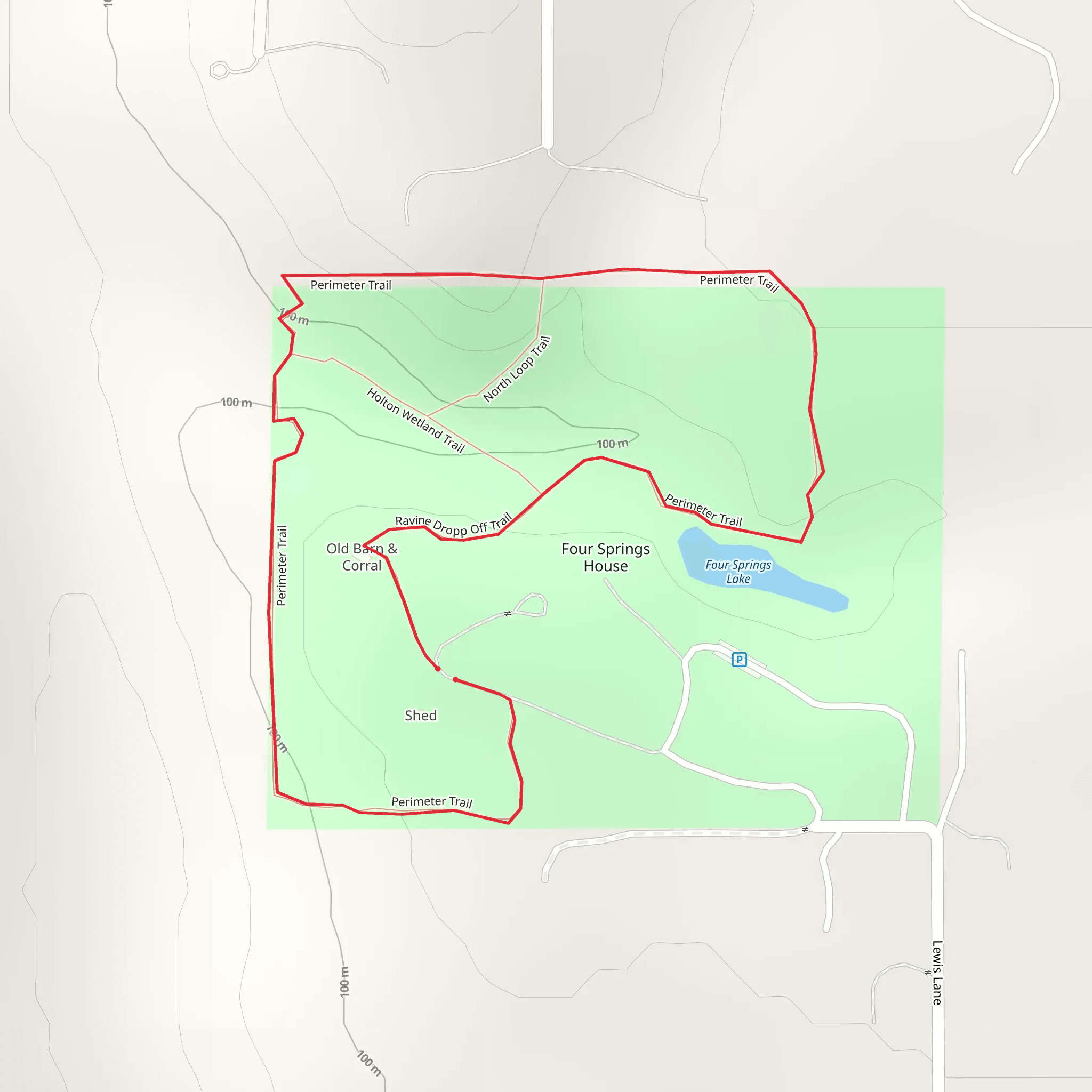 Perimeter Trail and avine Dropp Off Trail mobile static map