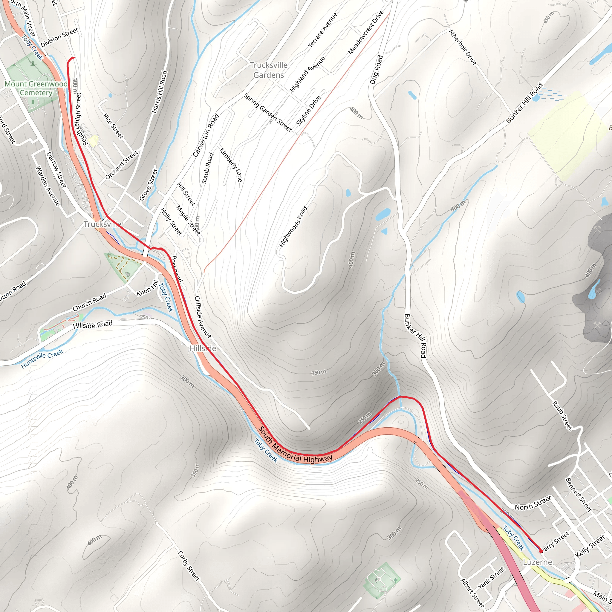 Back Mountain Rail Trail mobile static map
