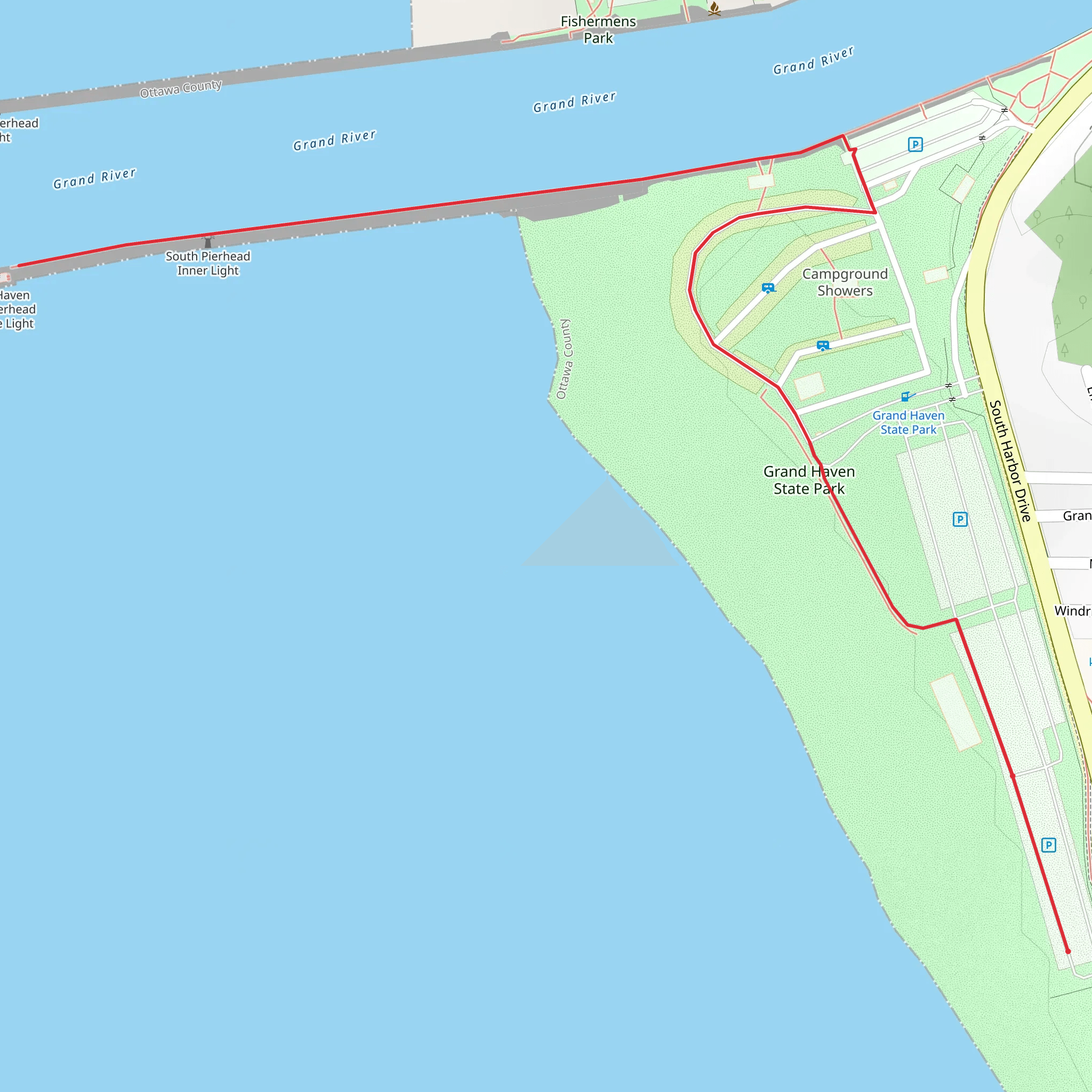 Grand Haven State Park Pierhead Walk mobile static map