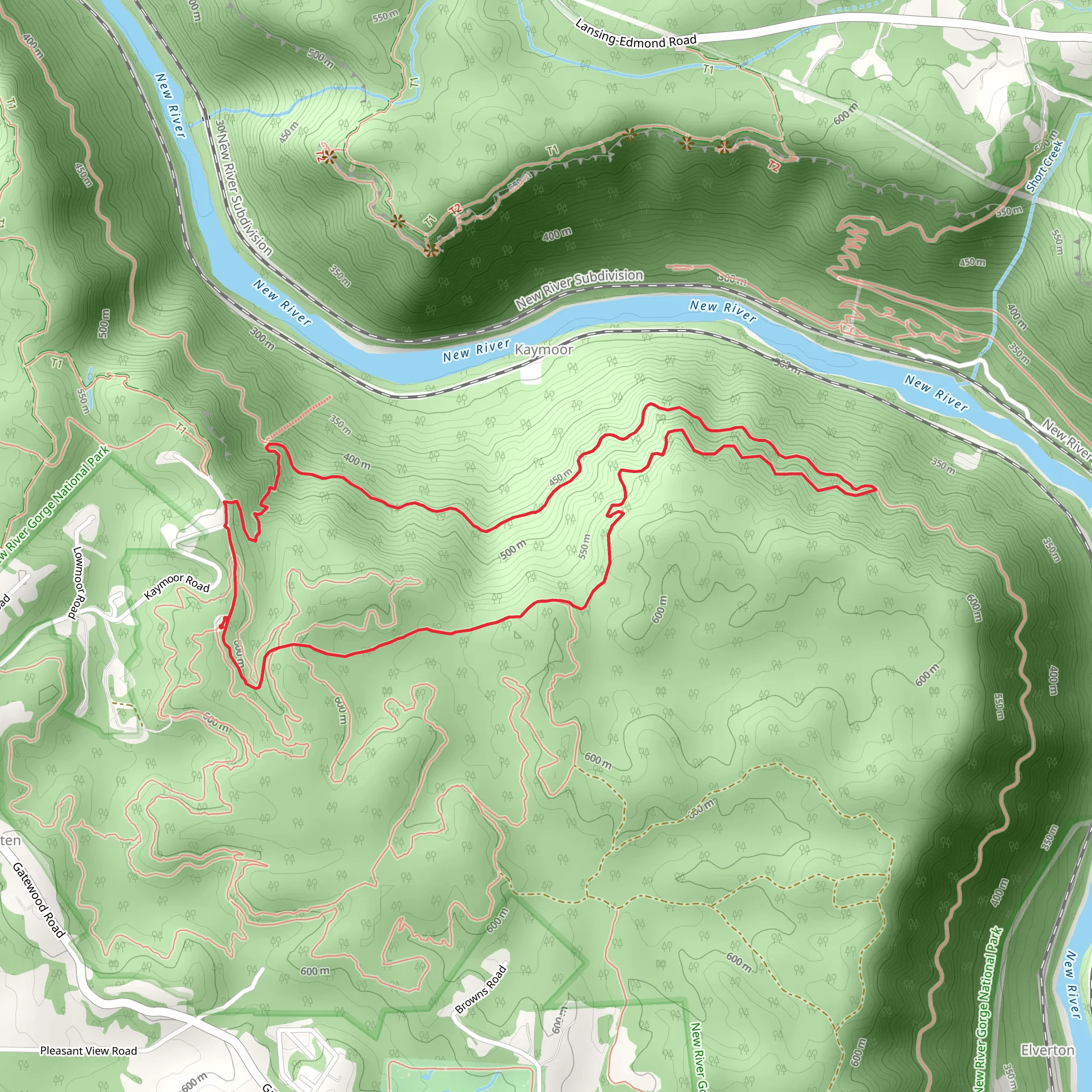 Craig Branch Trail and Kaymoor Loop Trail mobile static map