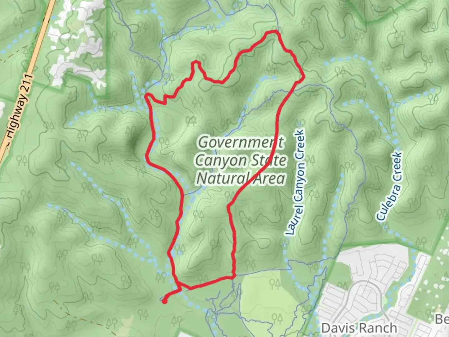 An image depicting the trail Joe Johnston Route, Twin Oaks and Sendero Balcones Loop Trail and its surrounding area.