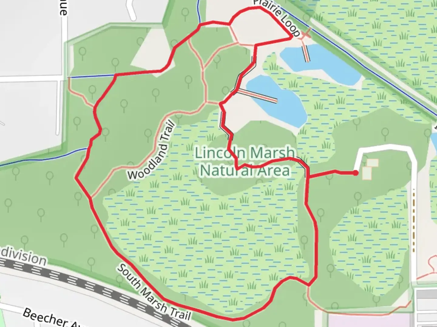 An image depicting the trail South Marsh and Oak Knoll Loop Trail and its surrounding area.