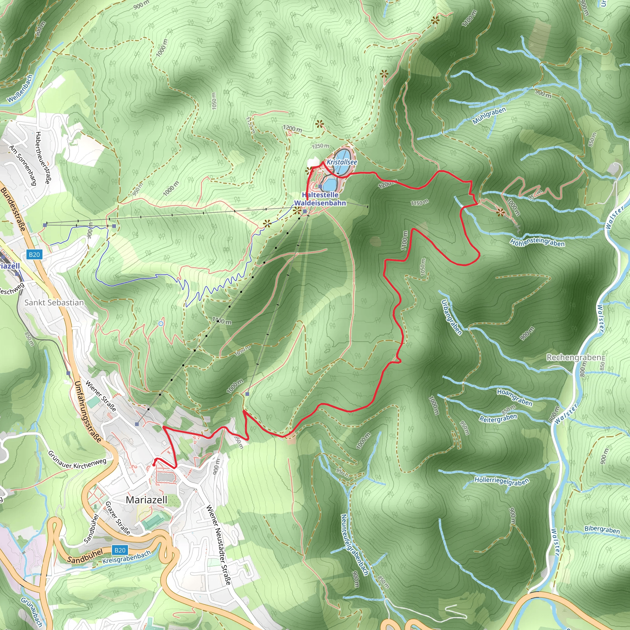 Bürgeralpe via the Stehralm mobile static map