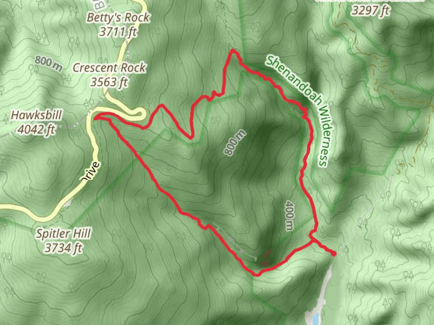 An image depicting the trail White Oak Canyon and Cedar Run Loop Trail and its surrounding area.