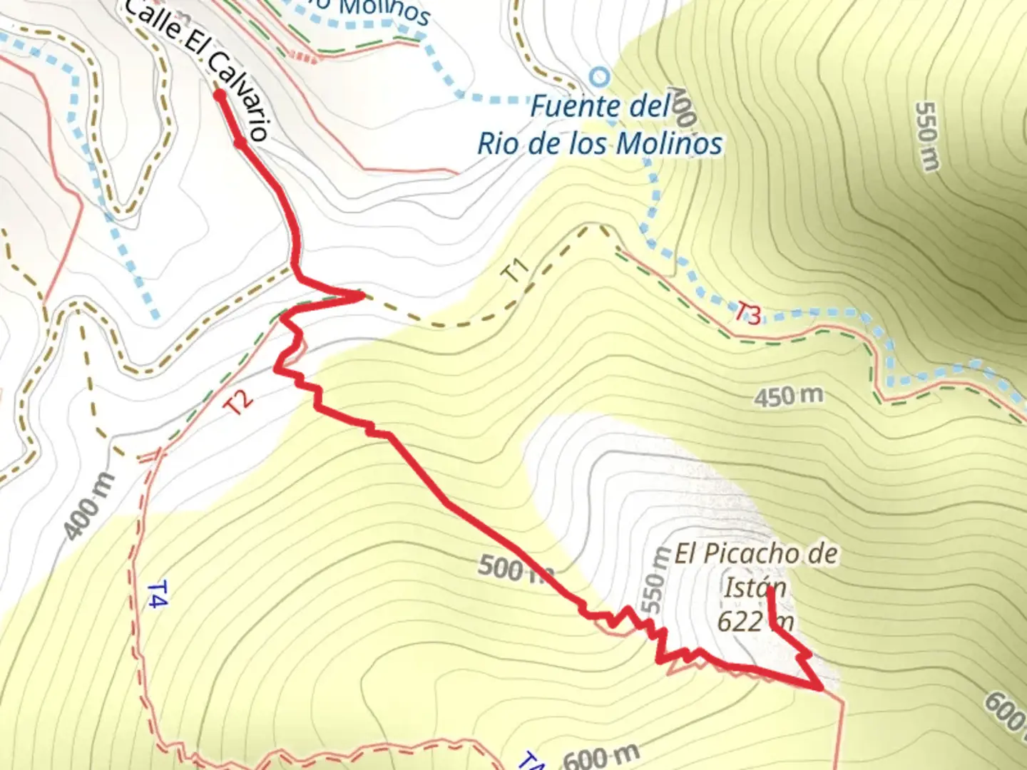 An image depicting the trail Istan - El Picacho and its surrounding area.