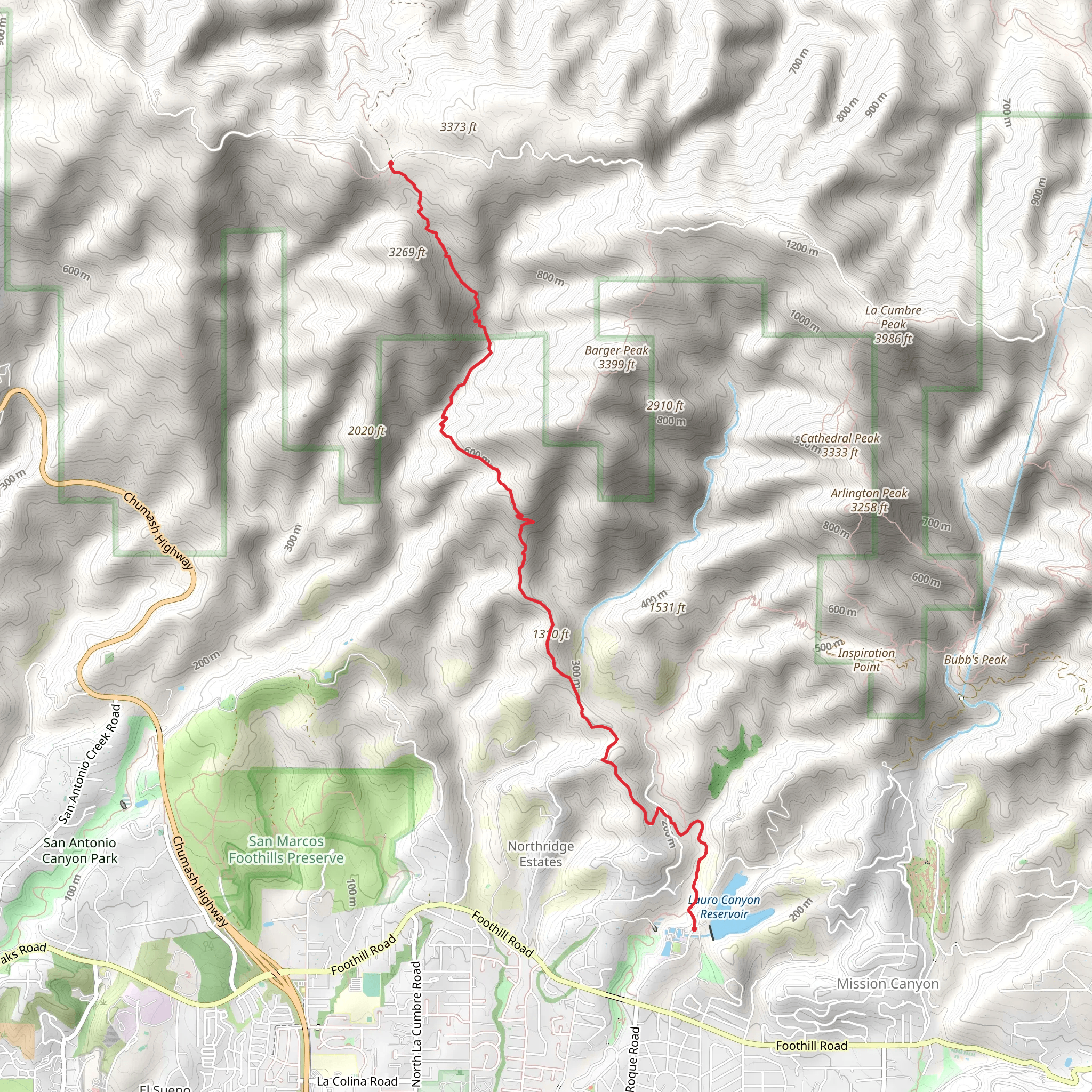 Arroyo Burro Trail mobile static map
