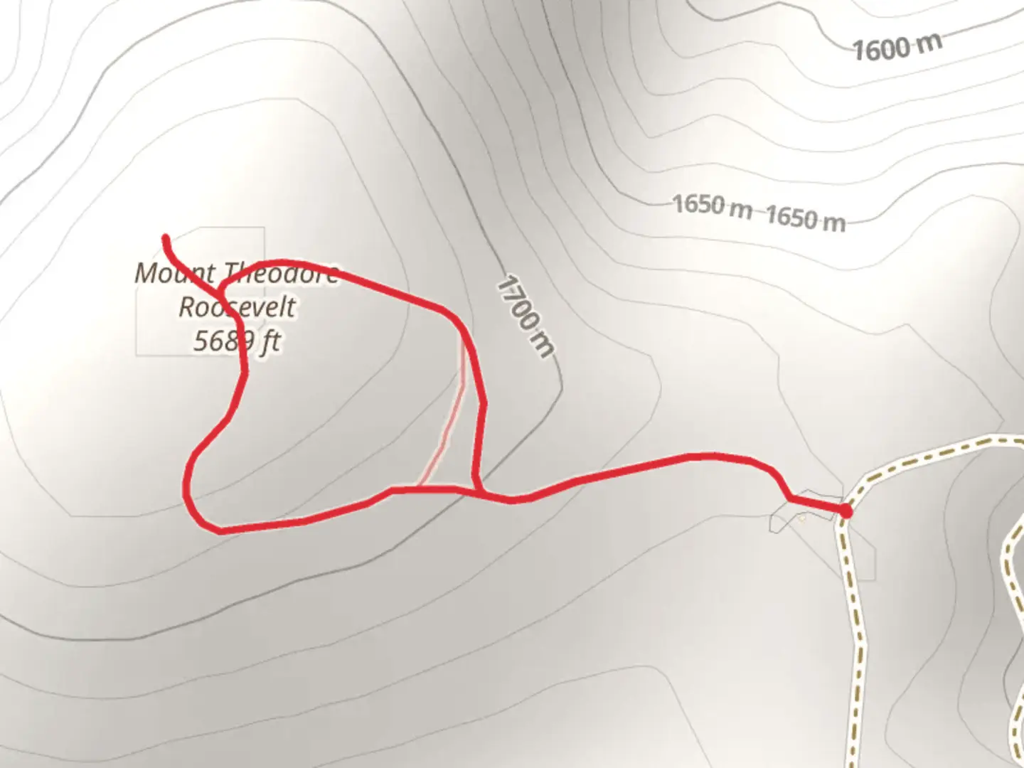 An image depicting the trail Mount Theodore Roosevelt Loop and its surrounding area.