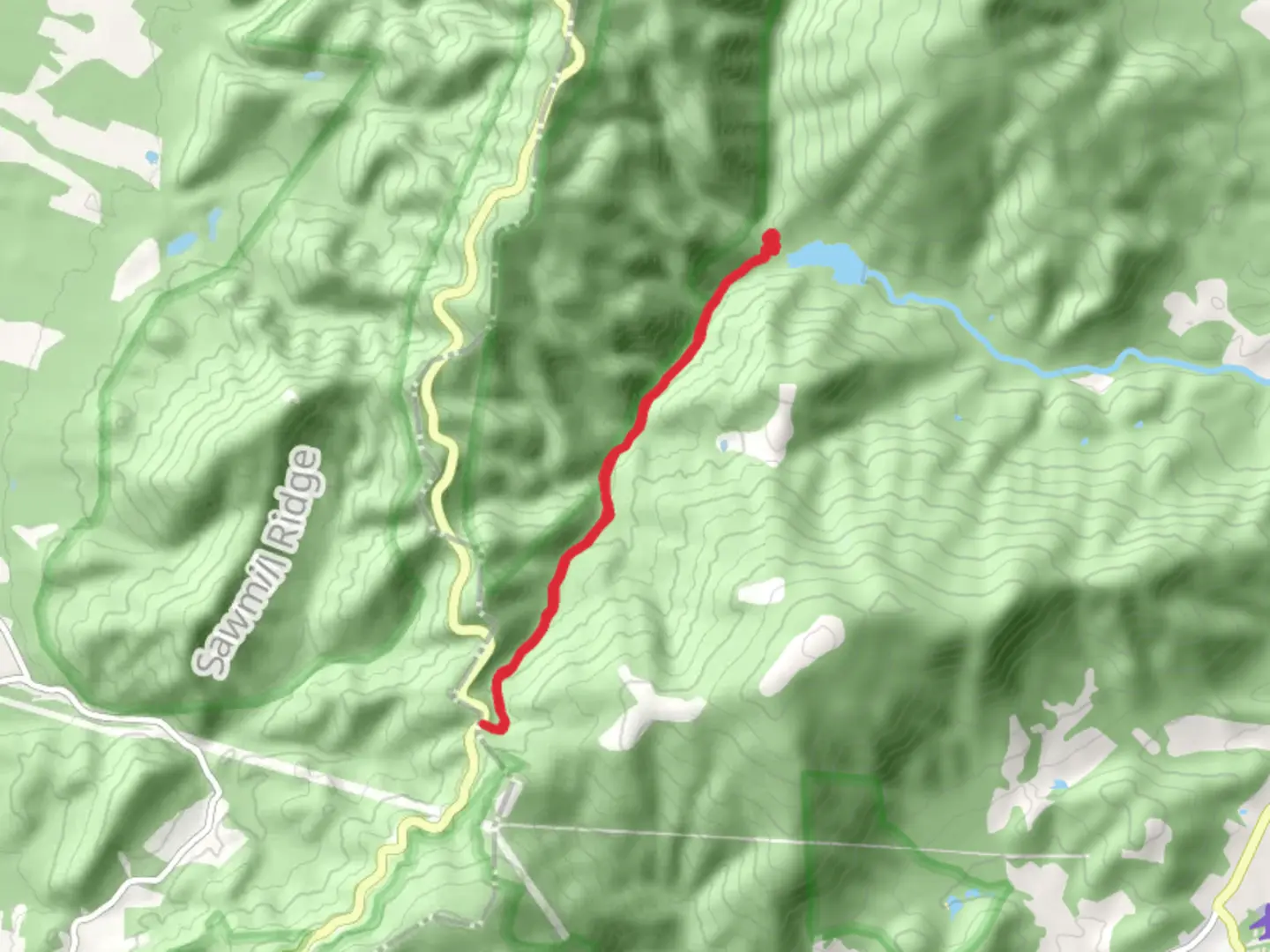 An image depicting the trail Jarman Gap via South Fork Moormans Fire Road and its surrounding area.
