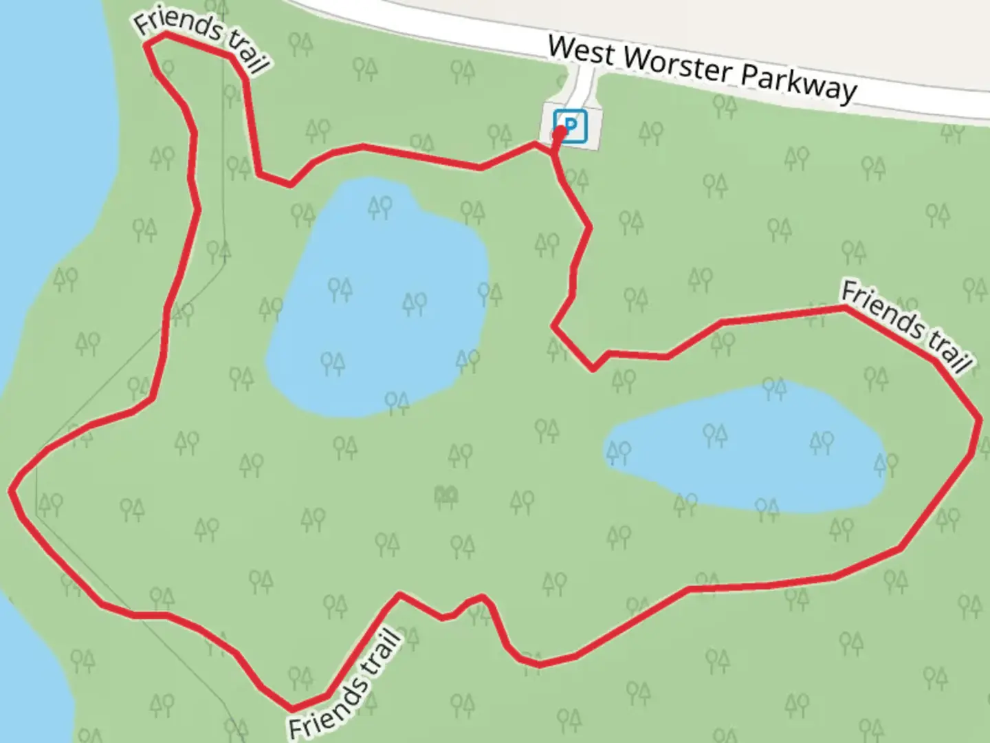 An image depicting the trail Friends Loop Trail and its surrounding area.