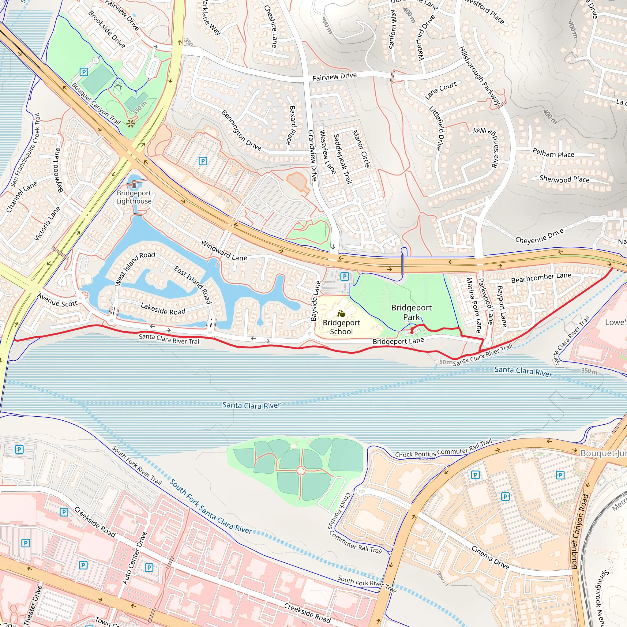 Santa Clara River Trail - Bridgeport Park mobile static map