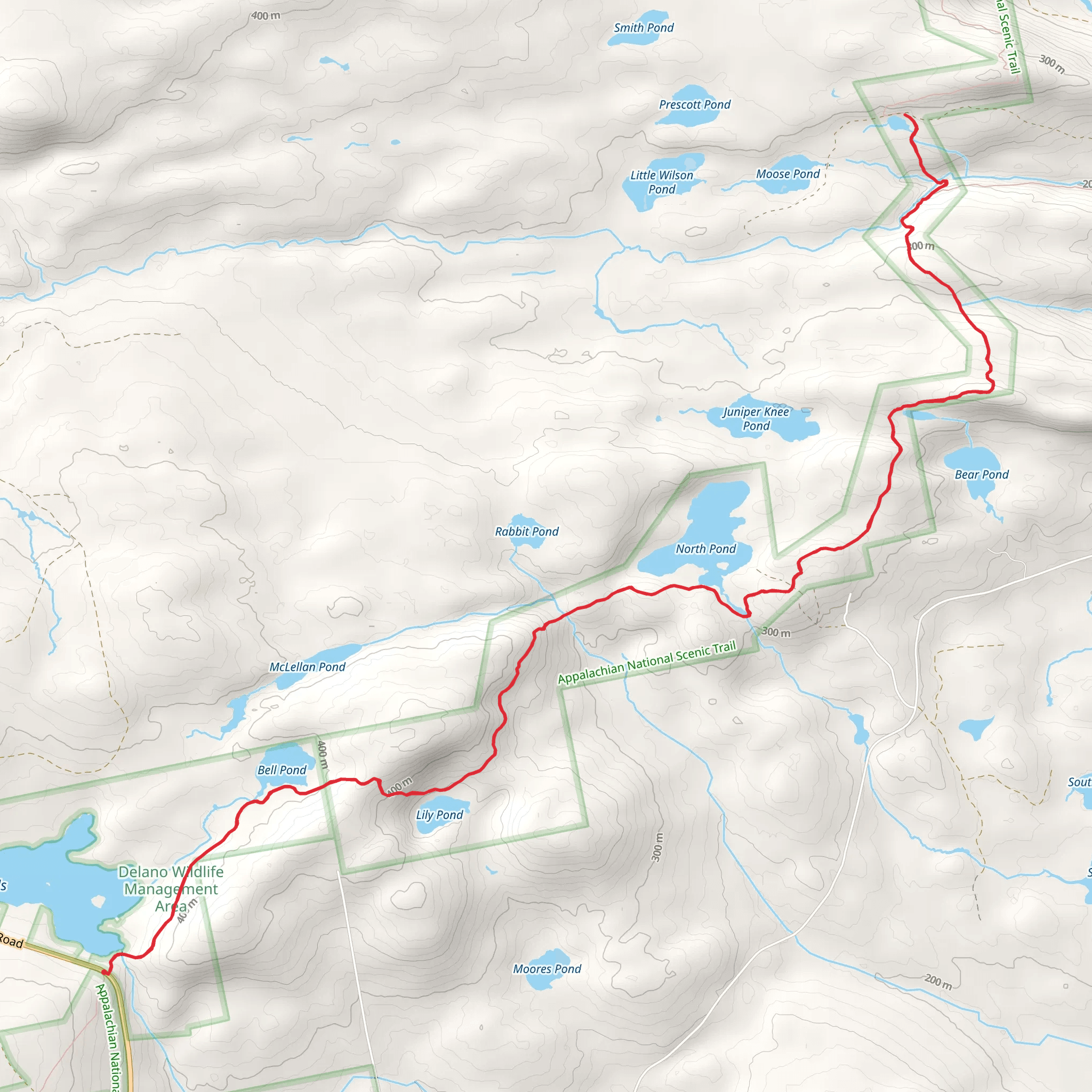 Bell Pond, Lily Pond, North Pond, Bear Pond mobile static map