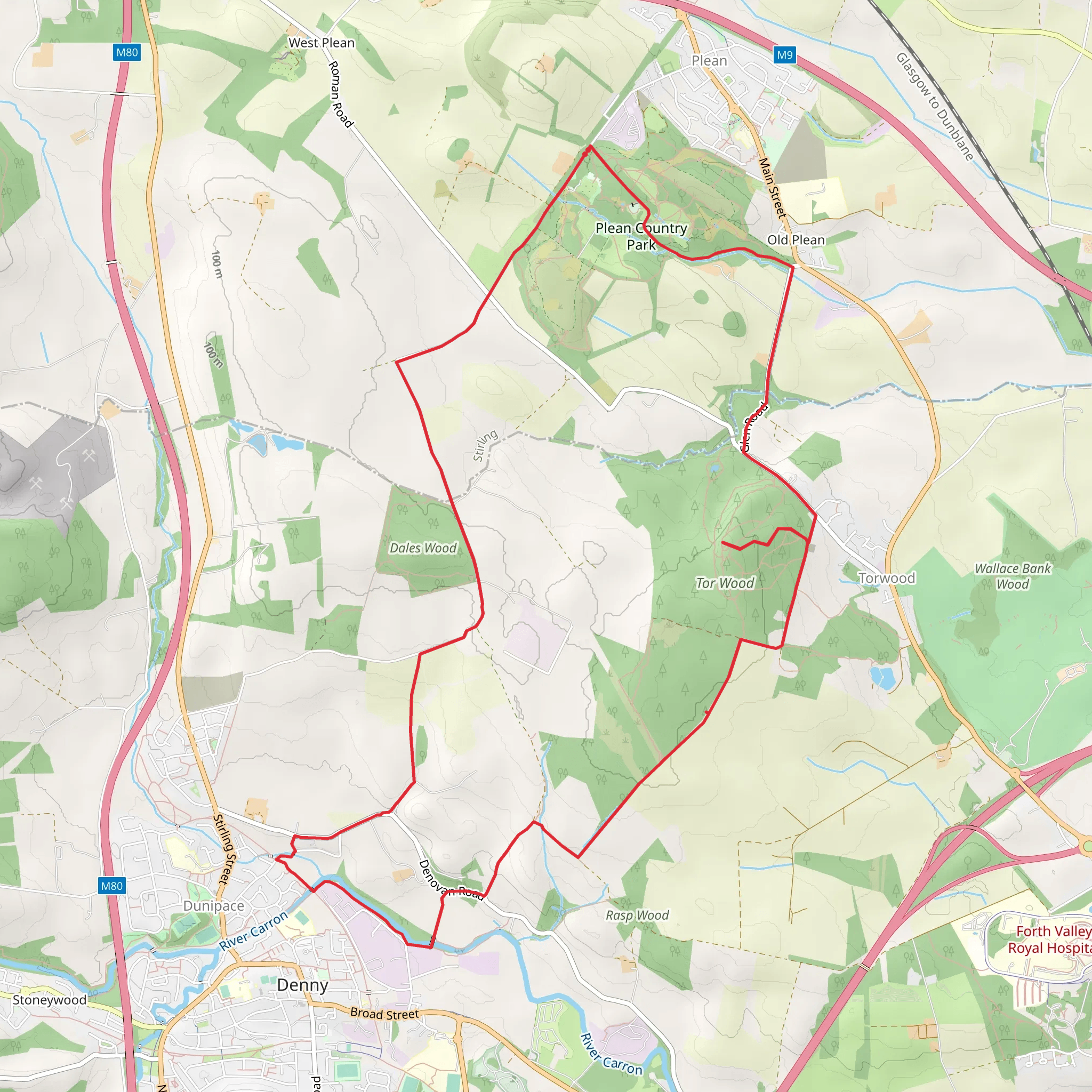 Plean, Torwood Castle and Denovan Main mobile static map