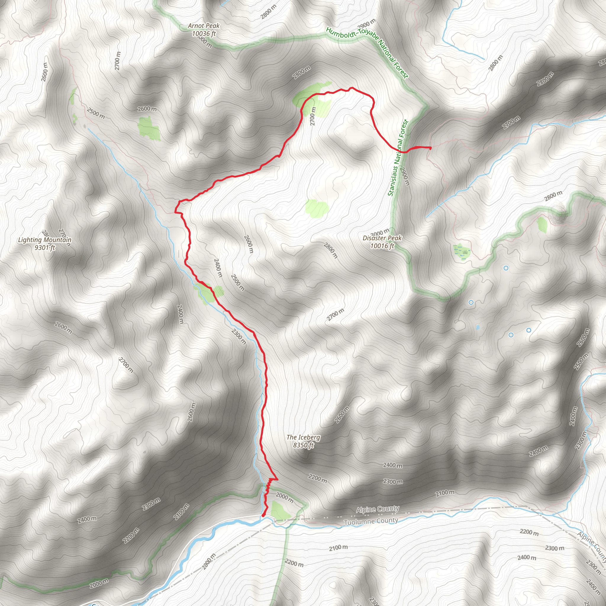 Paradise Valley via Disaster Creek Trail mobile static map