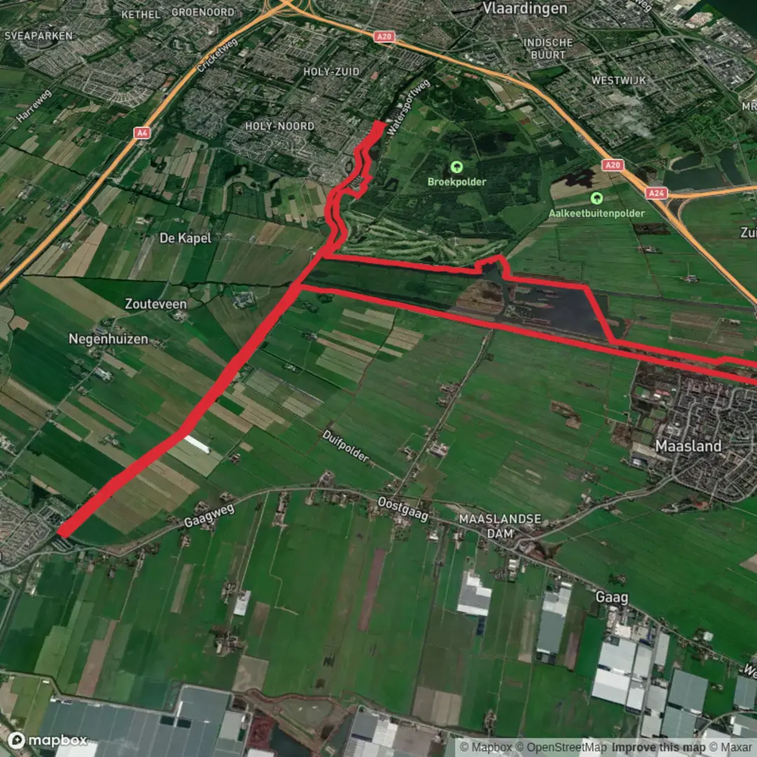 An image depicting the trail Foppenplas via Foppenplaskade, Broekkade and Trekkade and its surrounding area.