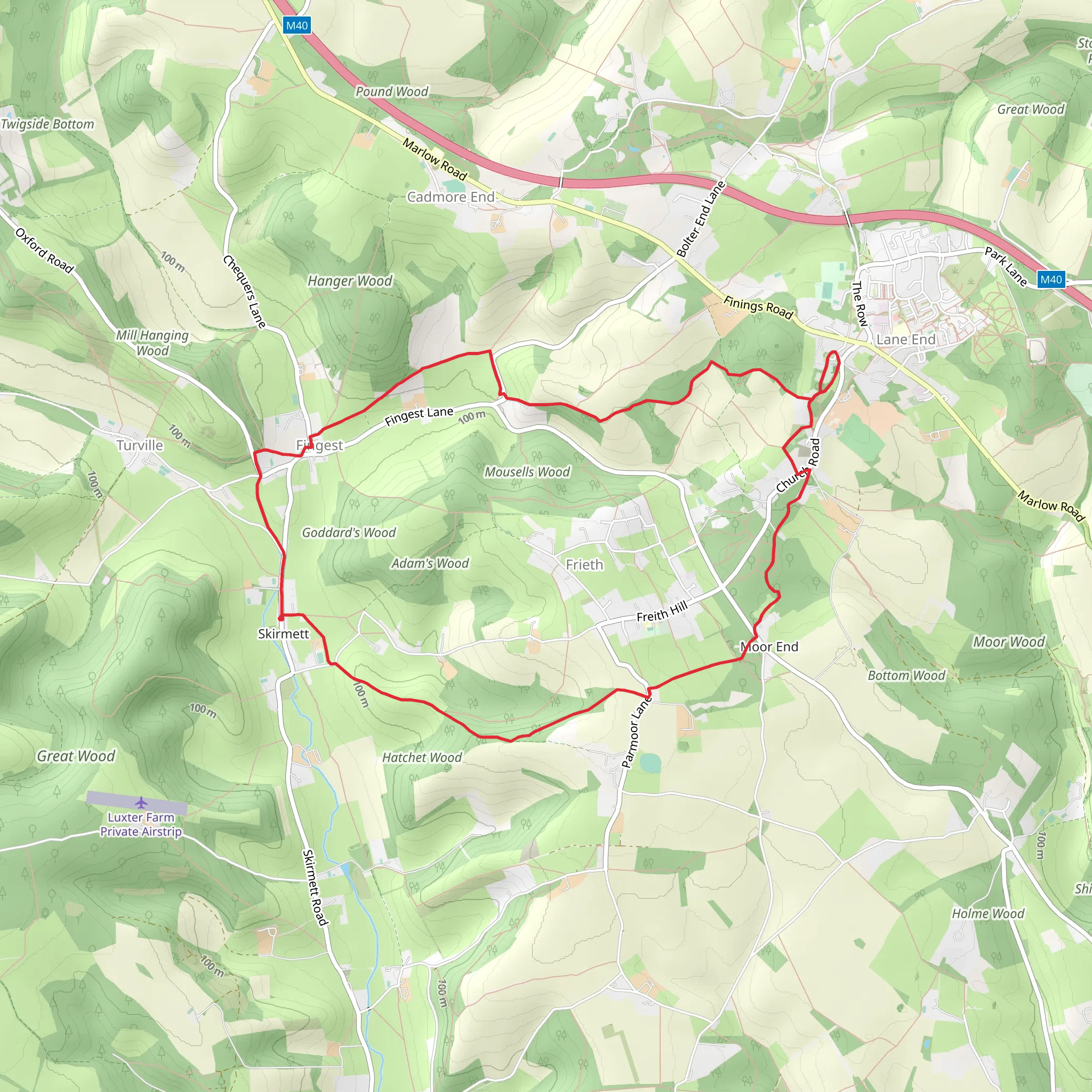 Skirmett, Lane End and Fingest Loop mobile static map