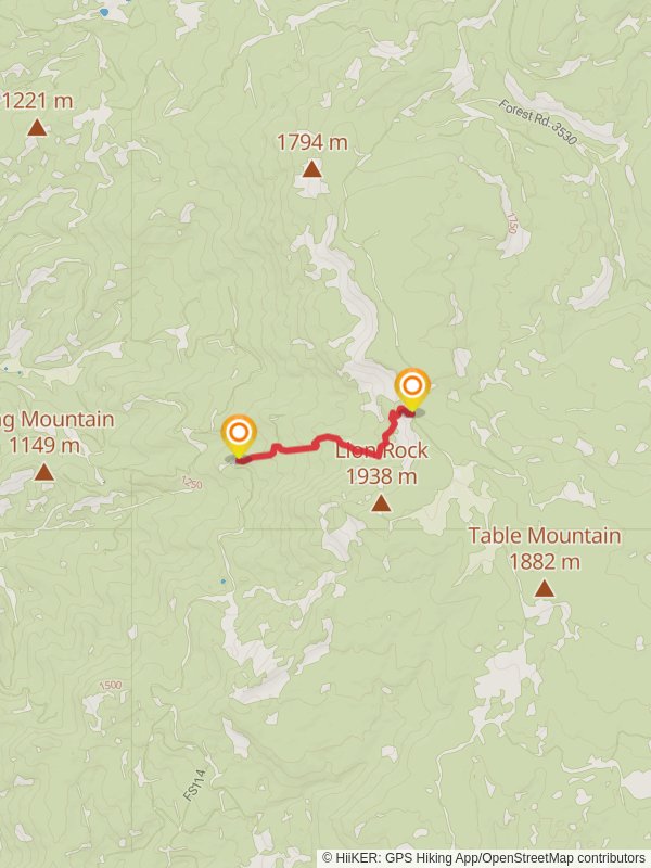 Showshoe Ridge Trail mobile static map