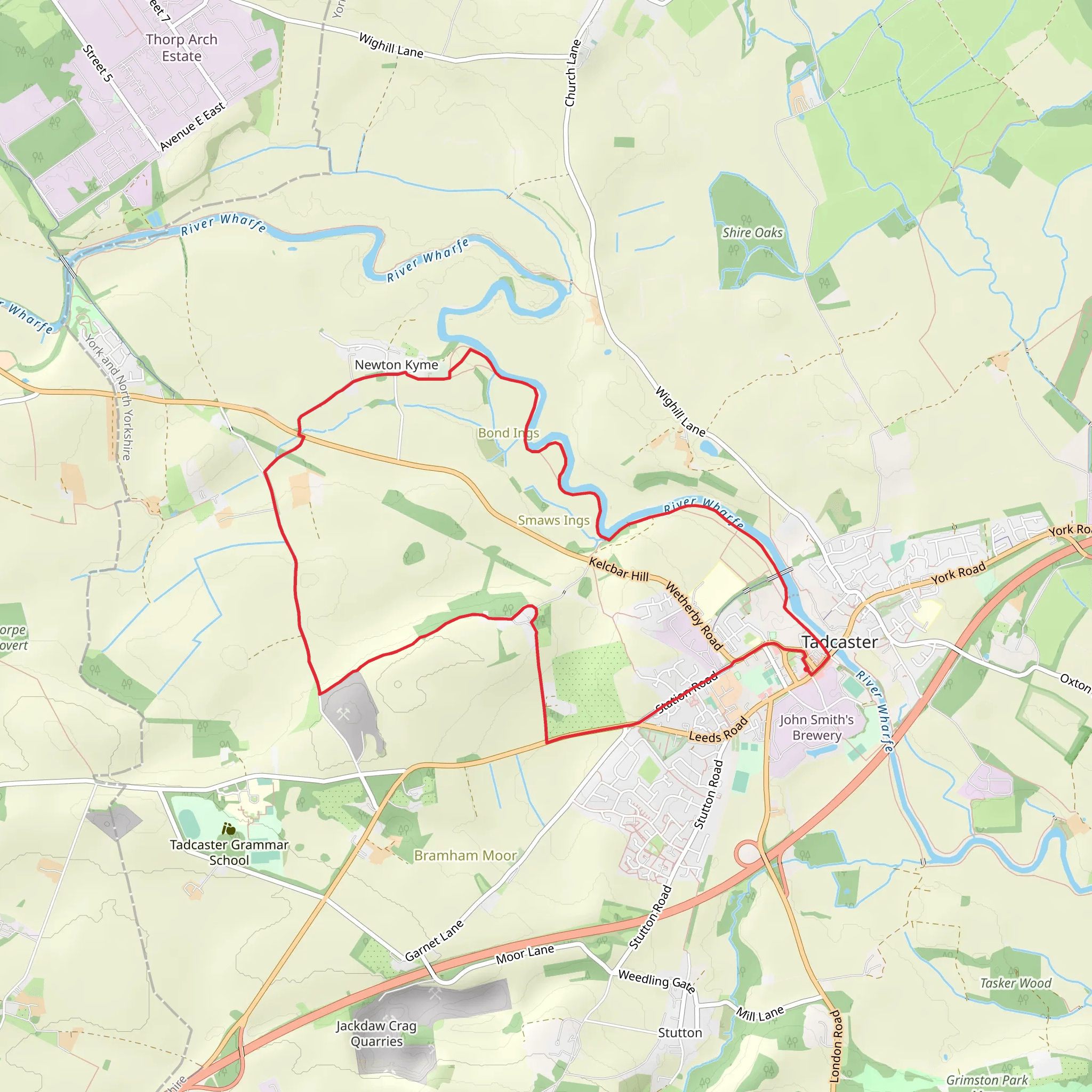 Tadcaster and Newton Kyme mobile static map
