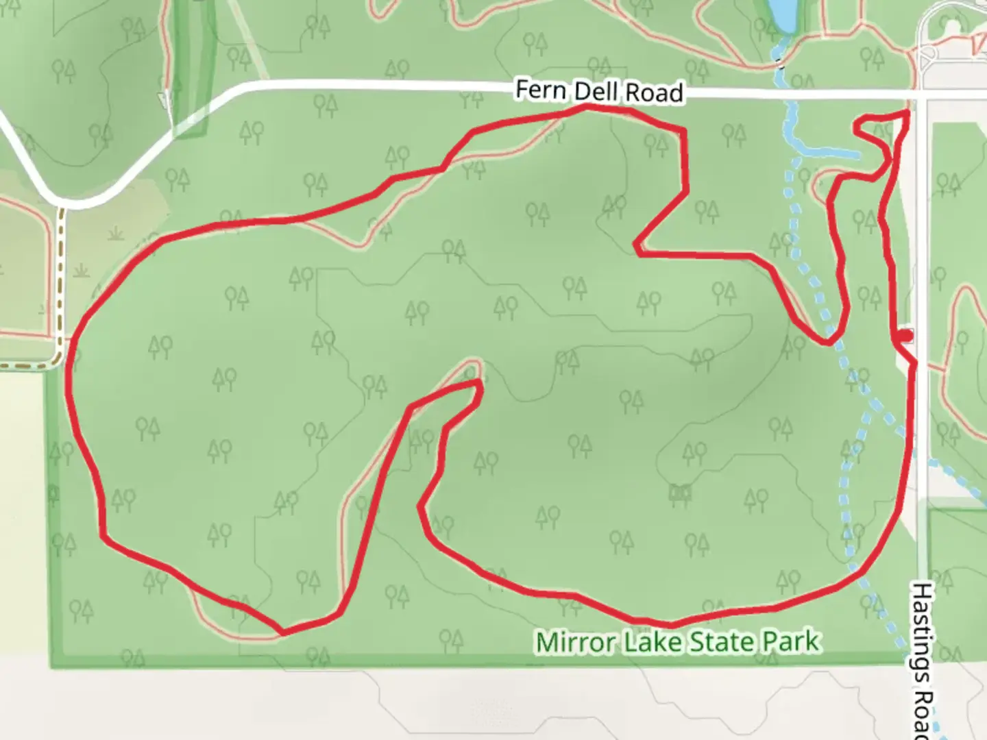 An image depicting the trail Fern Dell Loop Trail and its surrounding area.
