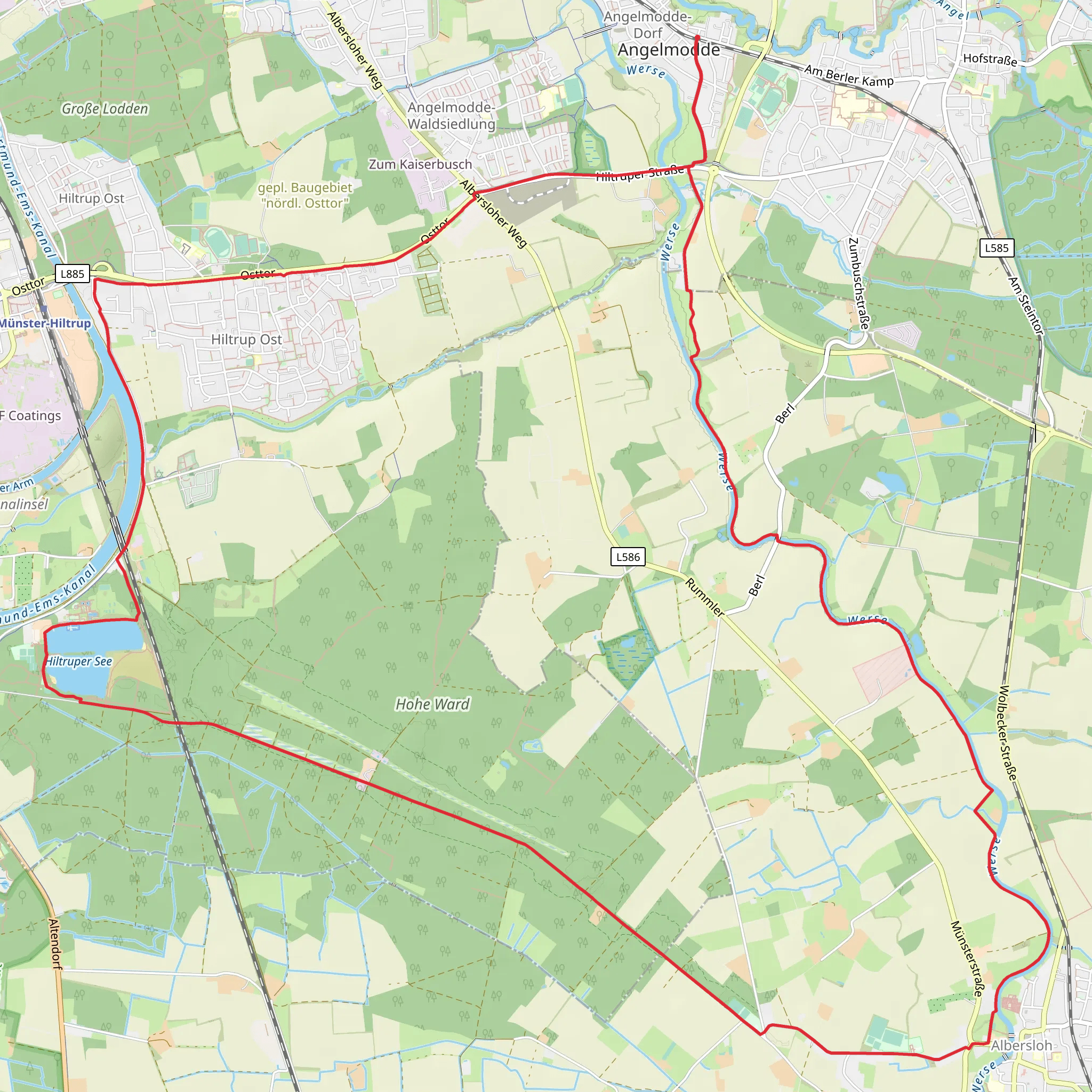 Angelmode and Albersloh Loop via Werse mobile static map