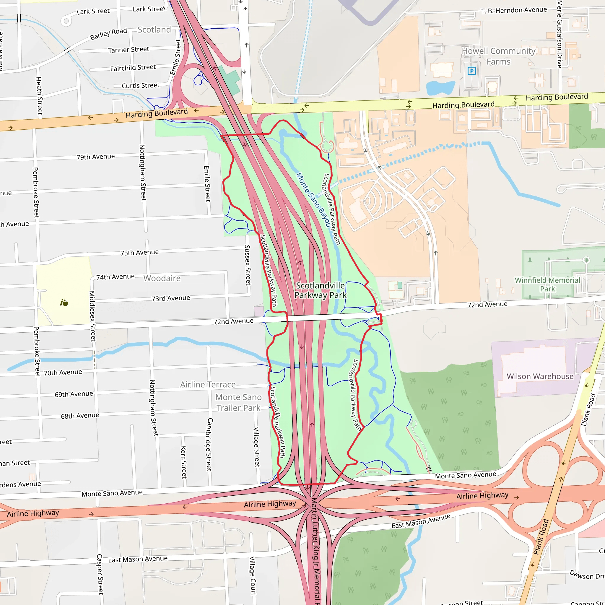 Scotlandville Parkway Loop Path mobile static map