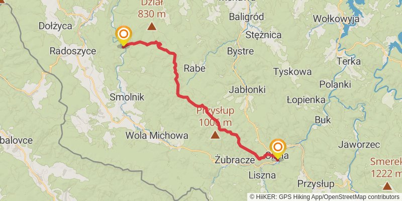 Main Beskid Trail stage 26 Map