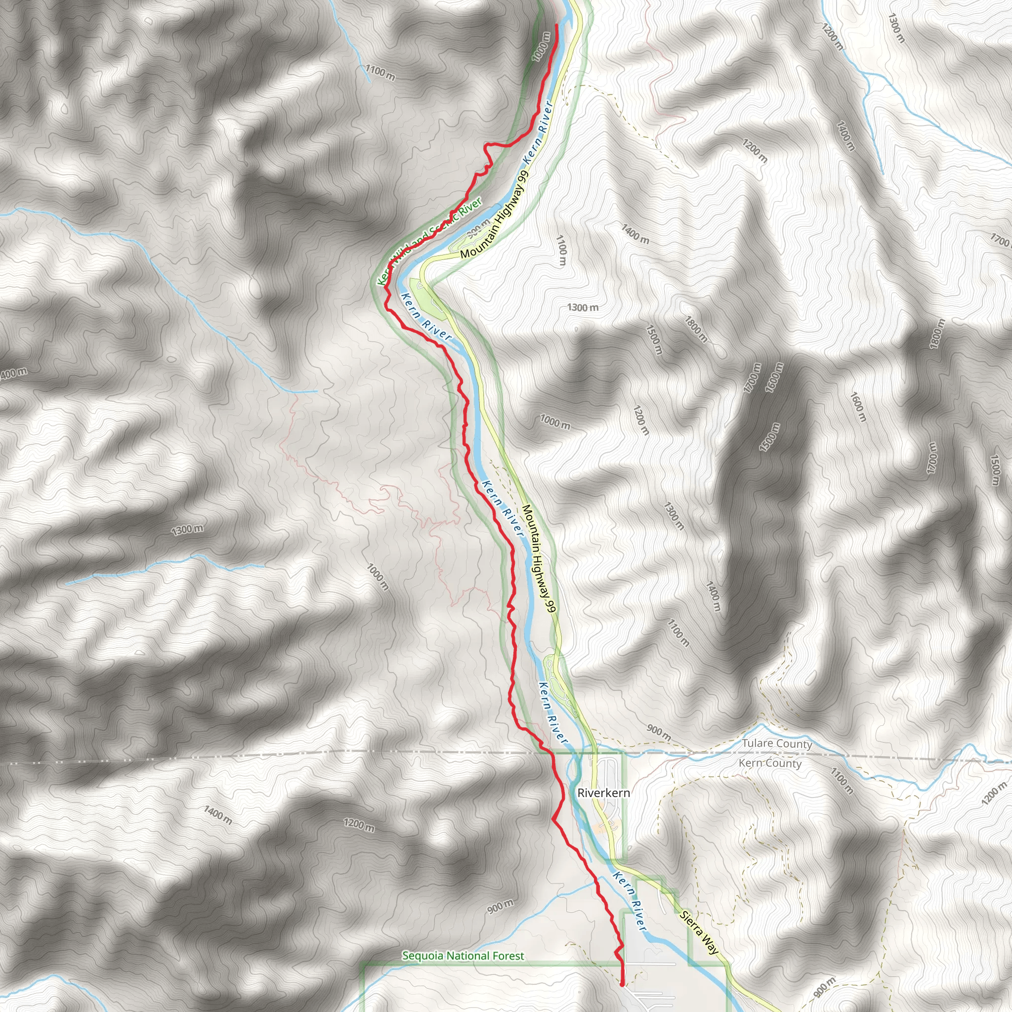 Walk along Kern River - Burlando Road mobile static map