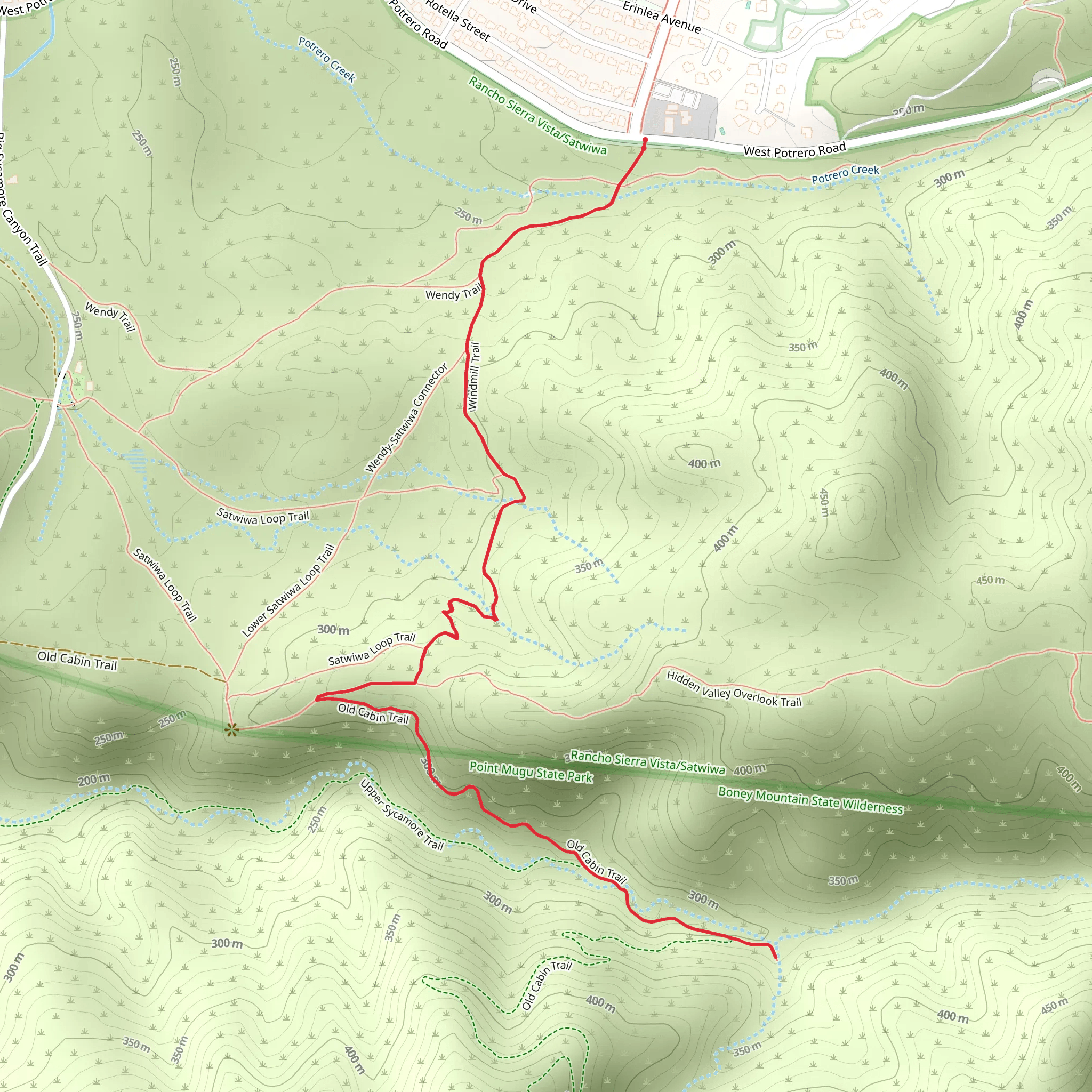 Old Cabin Trail via Windmill Trail mobile static map