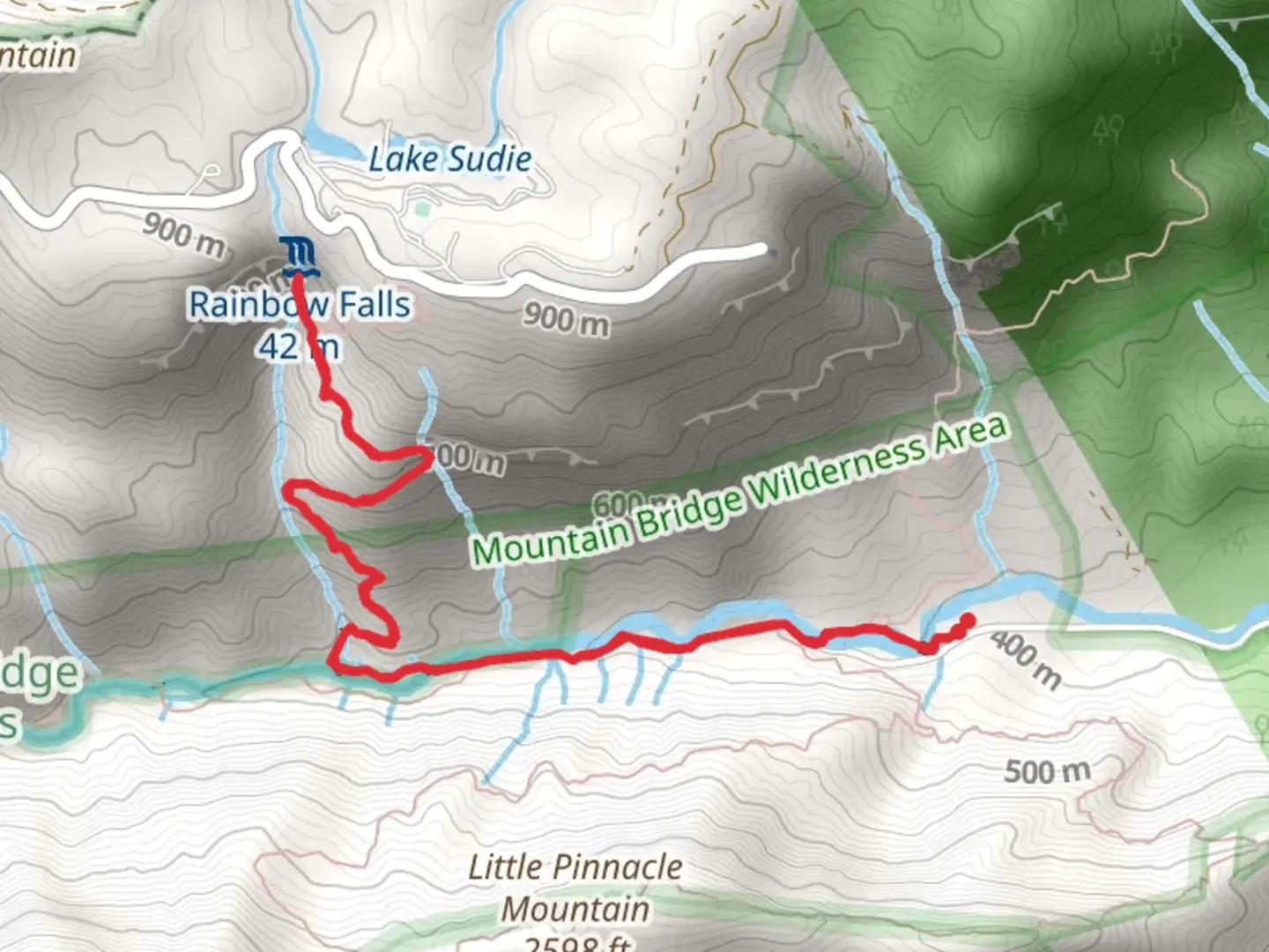 An image depicting the trail Cox Camp Creek and its surrounding area.
