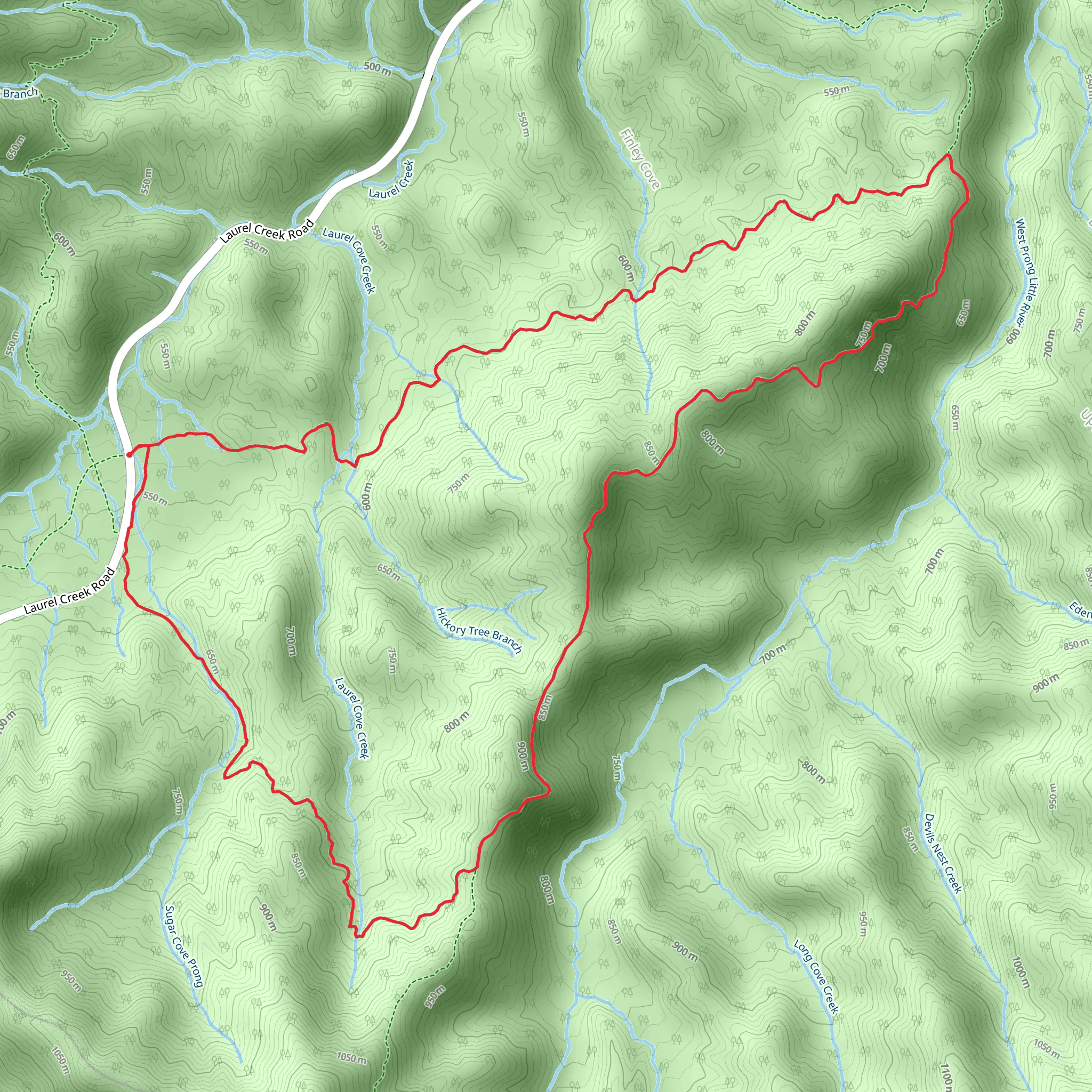 Lead Cove Trail, Bote Mountain Trail and Finley Cane Trail Loop mobile static map