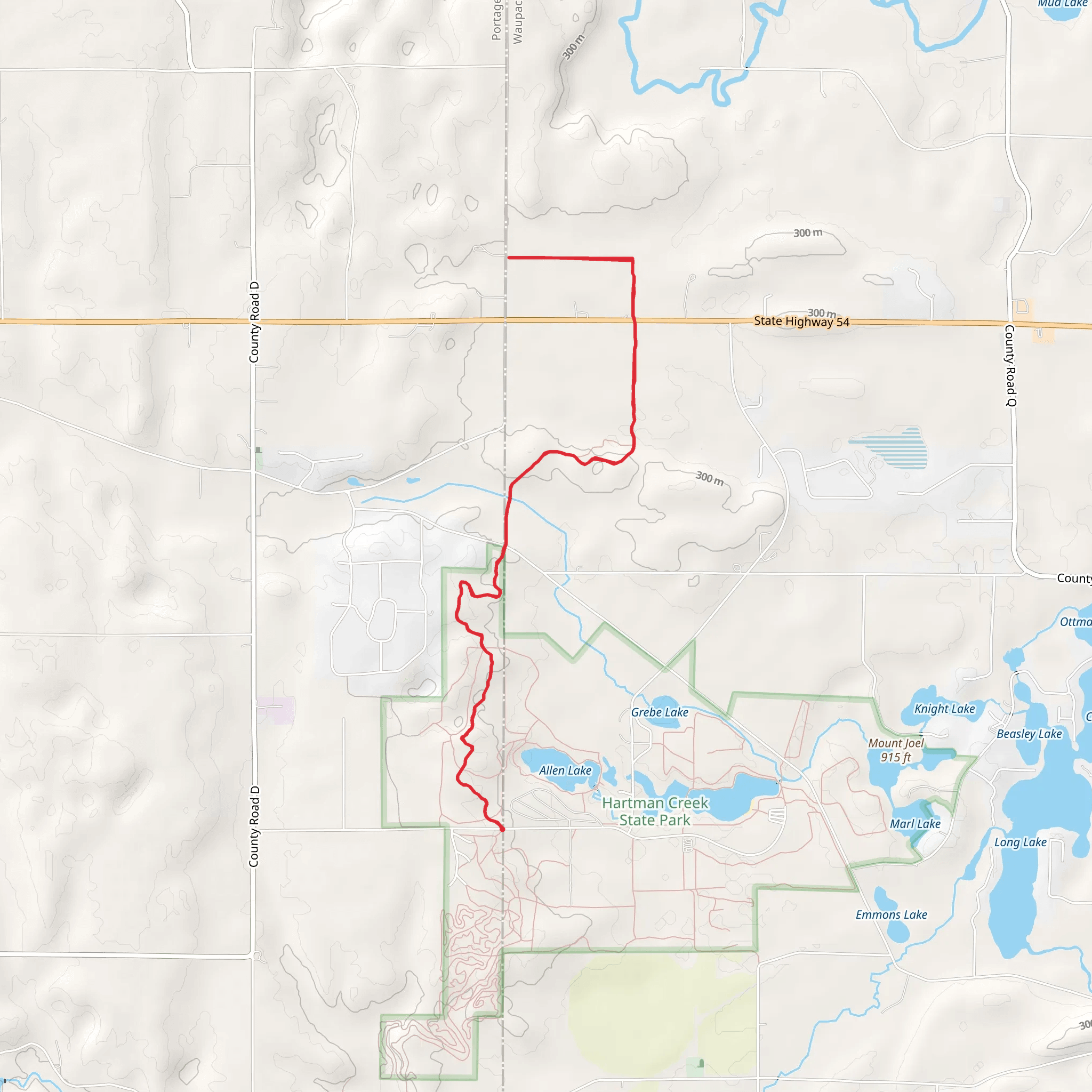 Ice Age Trail from Allen Lake mobile static map
