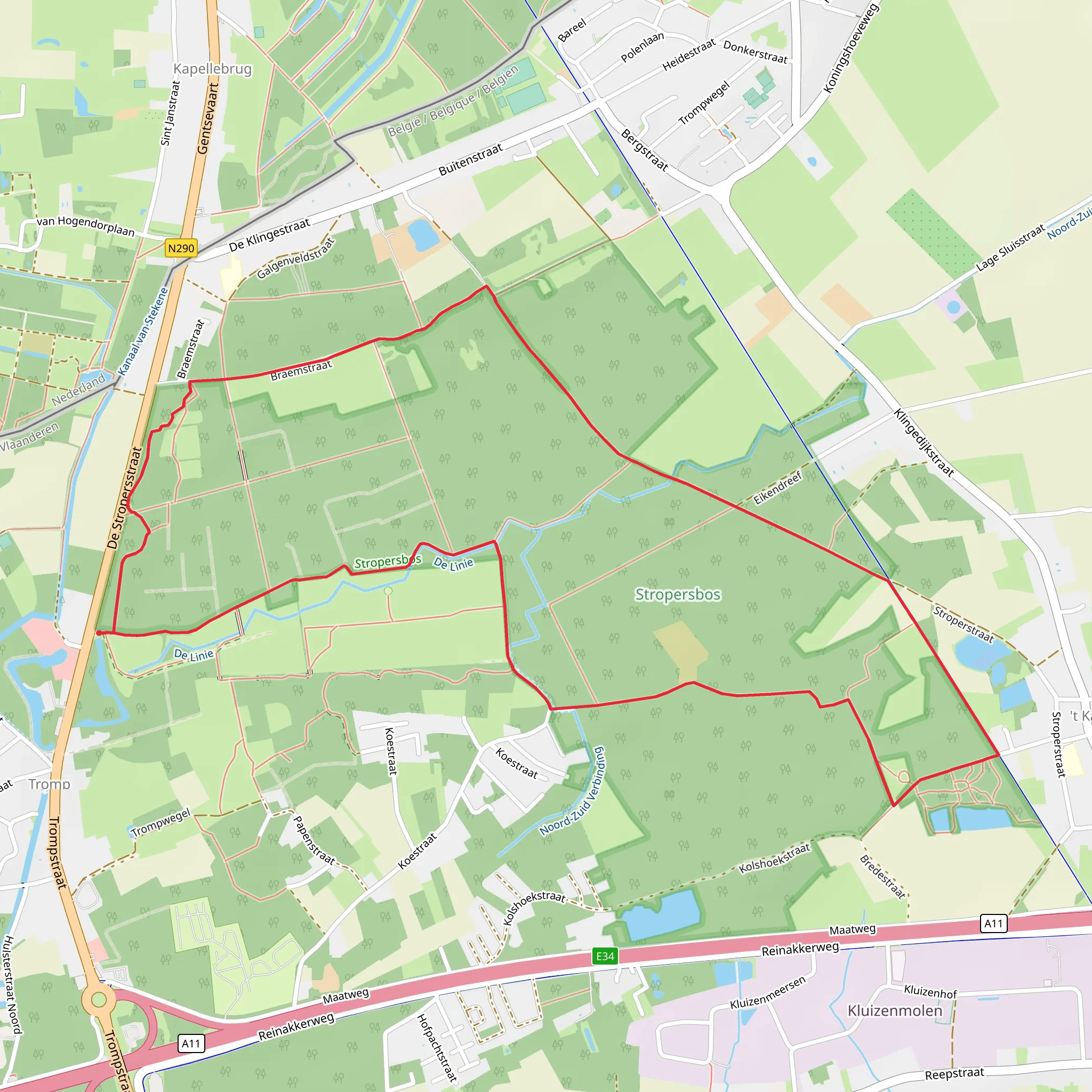 Stroperstraat, Havikpad and Liniedreef Loop mobile static map