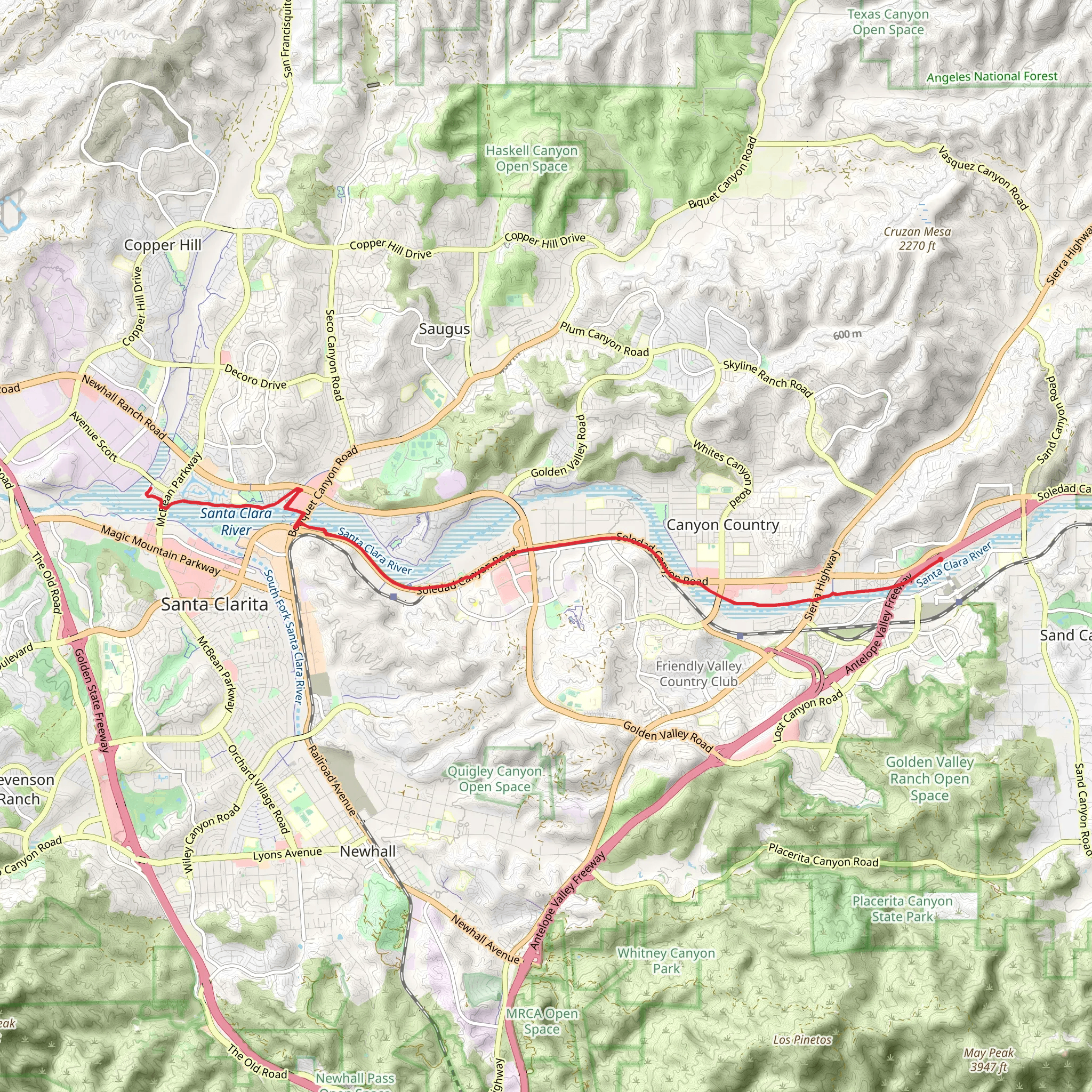 Santa Clara River Trail mobile static map