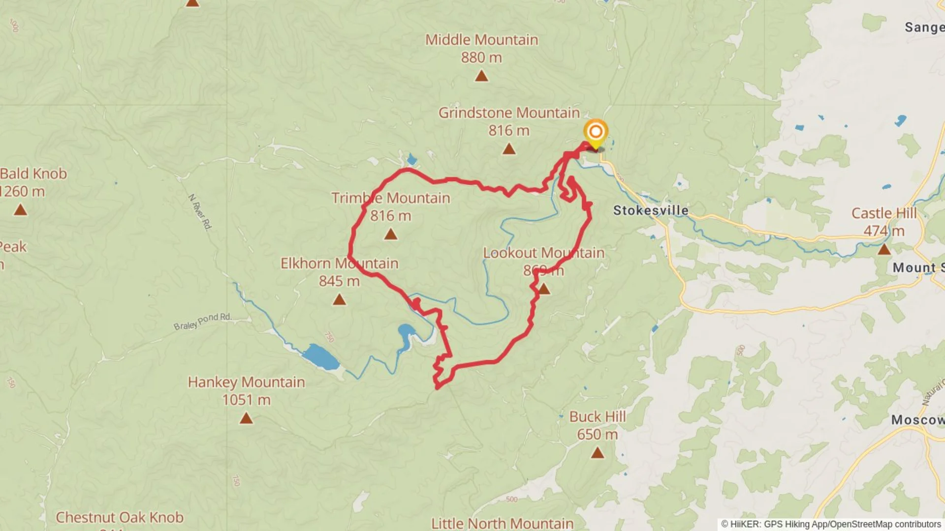 An image depicting the trail North River, Lookout Mountain and Wild Oak Trail and its surrounding area.