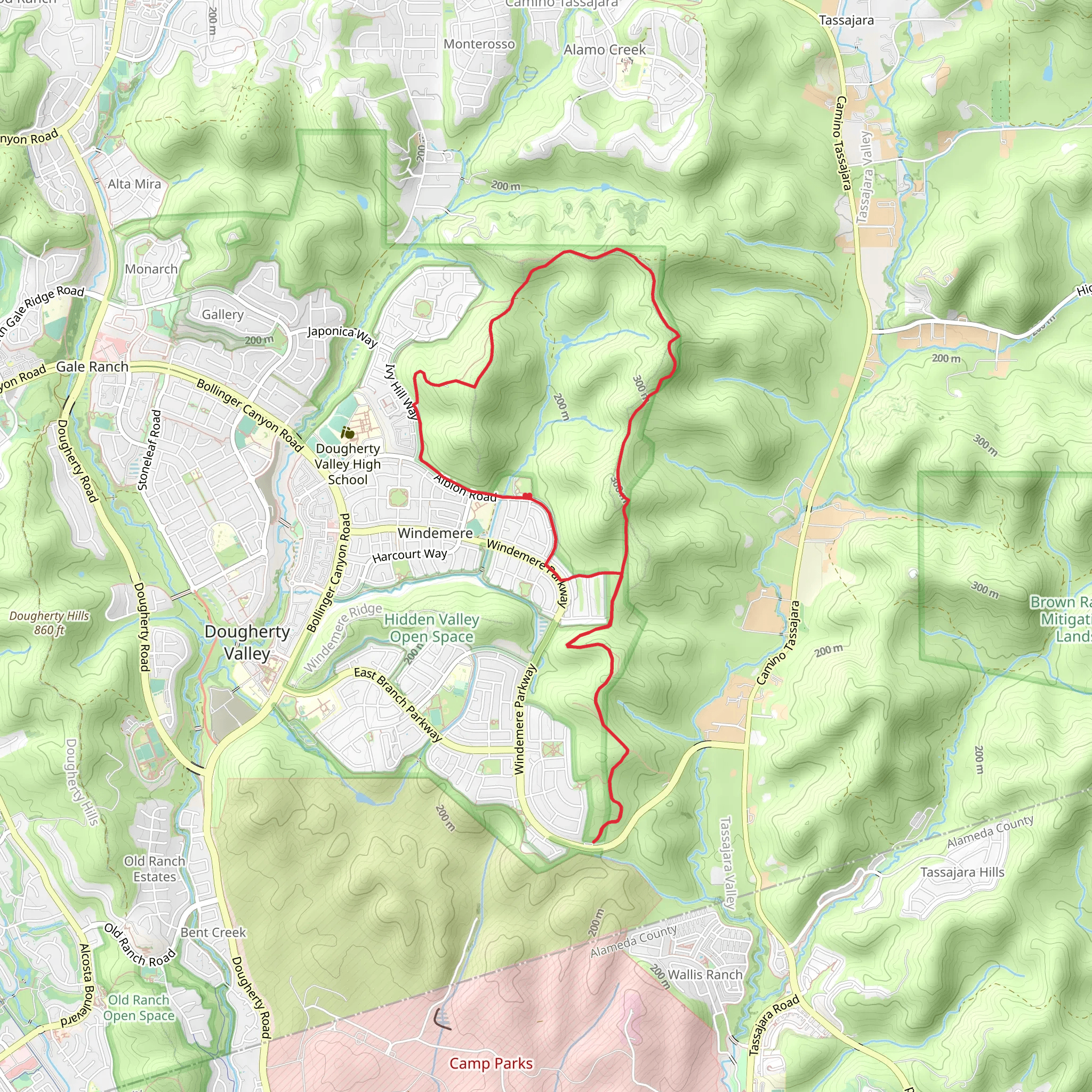 Tassajara Ridge and Upper Hidden Valley Ridge Loop Trail mobile static map