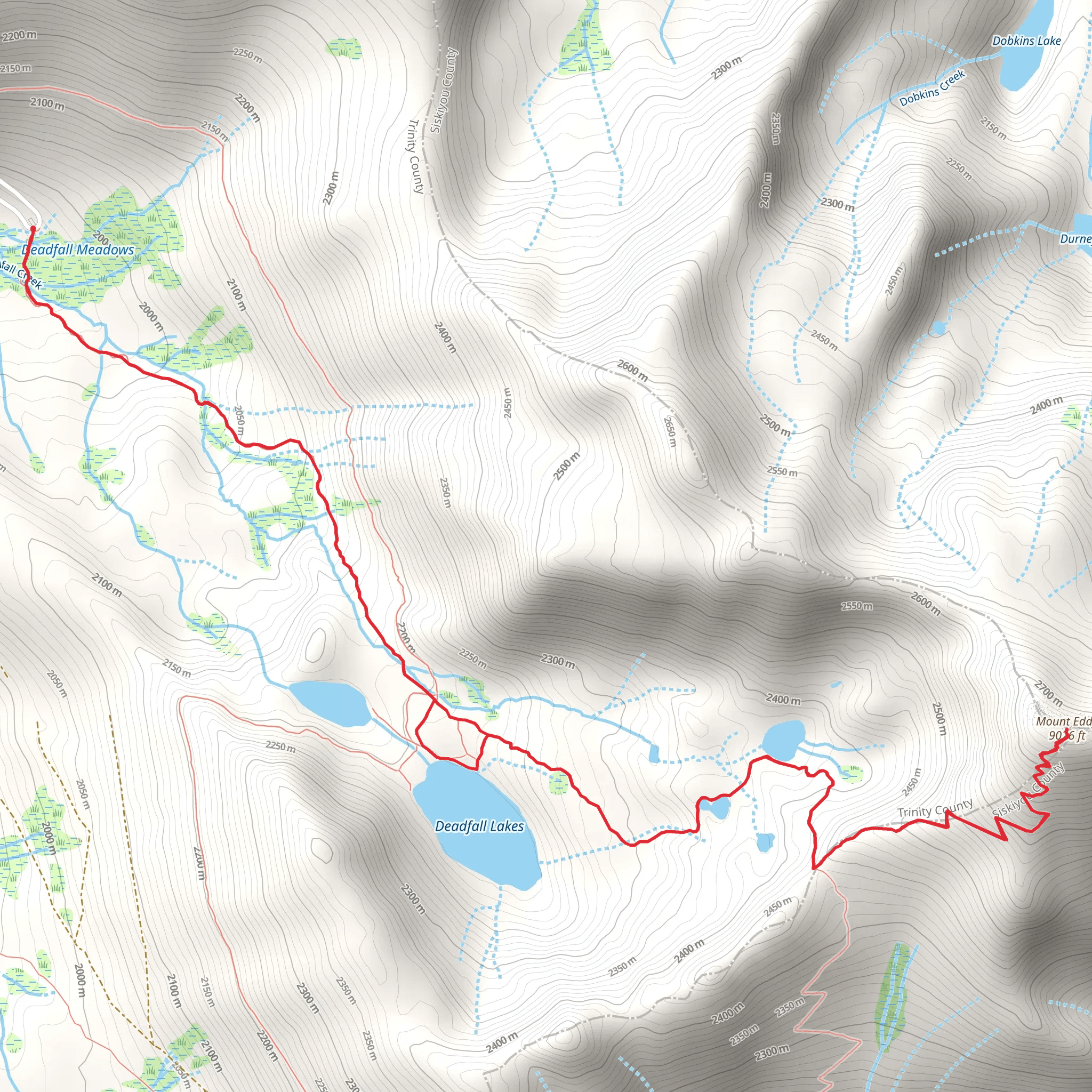 Mount Eddy and Deadfall Lake Trail mobile static map