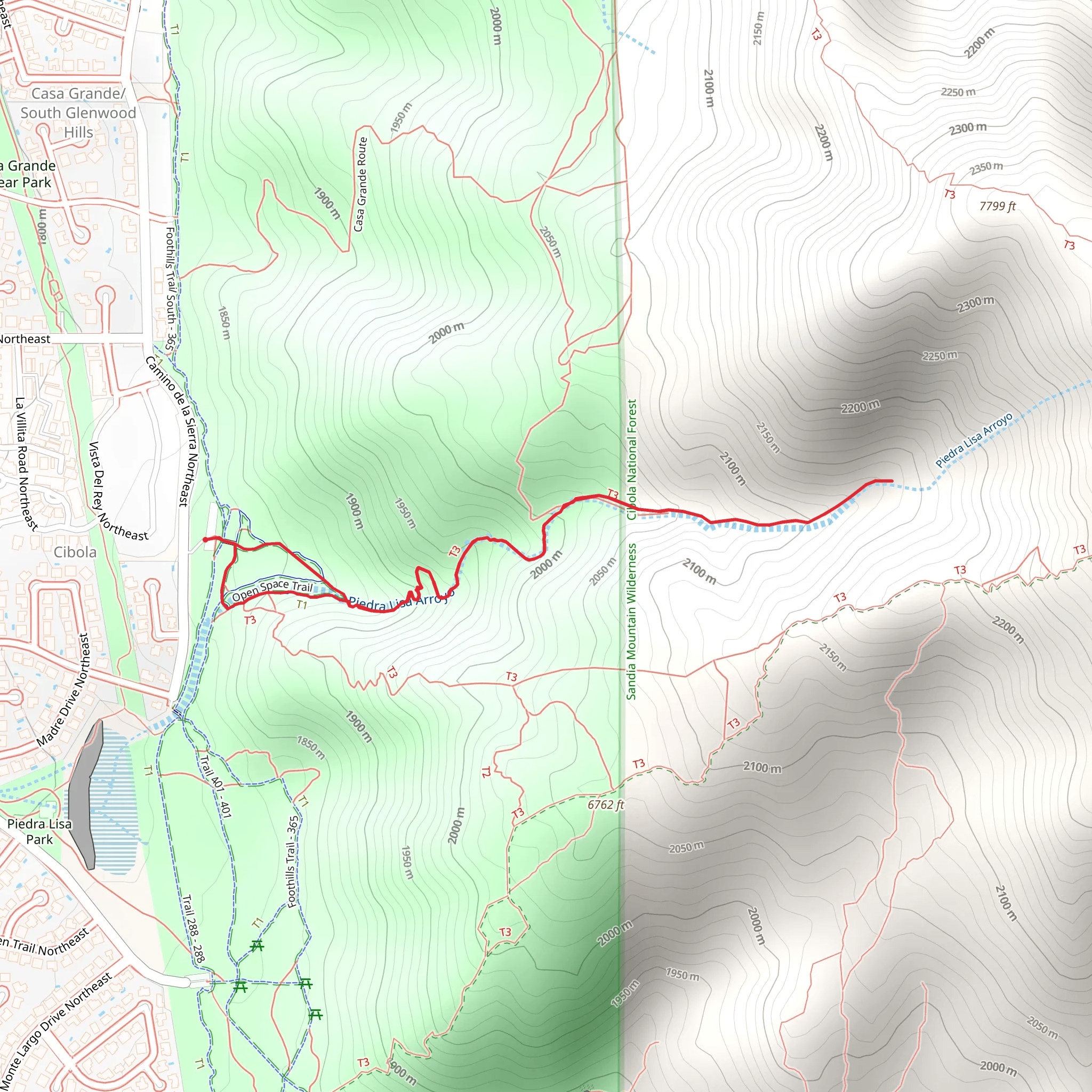 Piedra Lisa Canyon Trail mobile static map