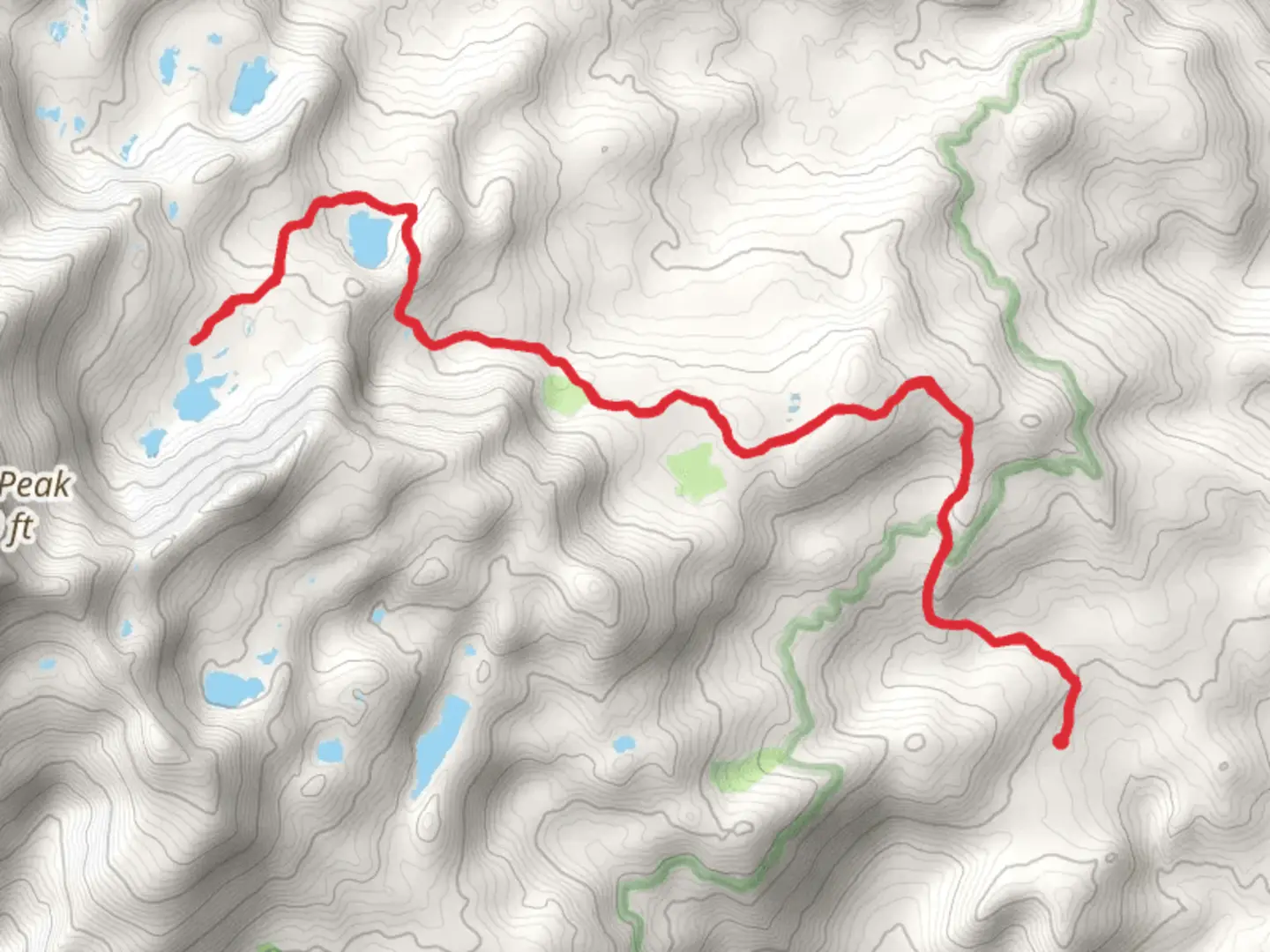 An image depicting the trail Lady Lake and Vanderburgh Lake via Lillian Lake and Theodore Solomons Trail and its surrounding area.