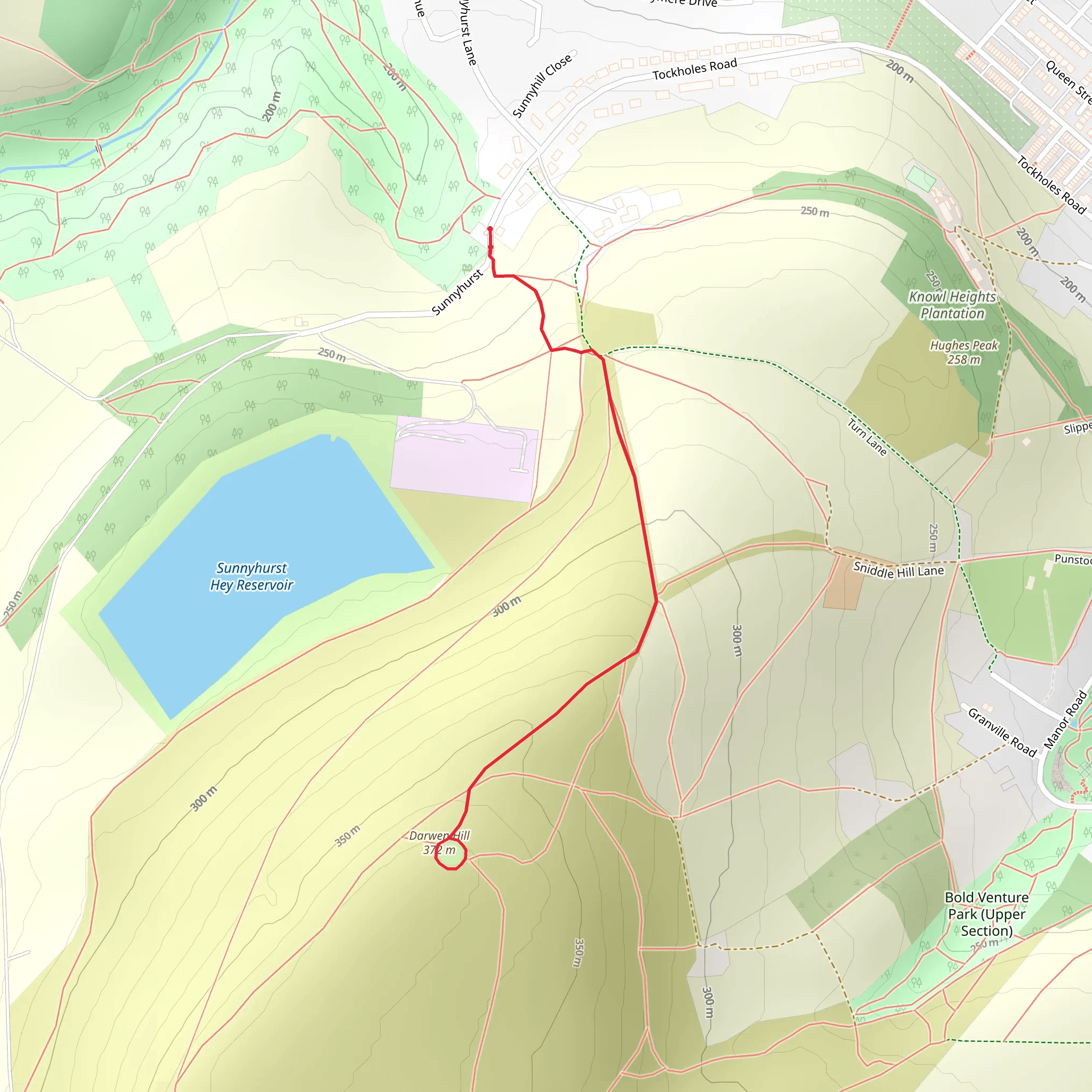 Darwen Hill and Tower Loop mobile static map