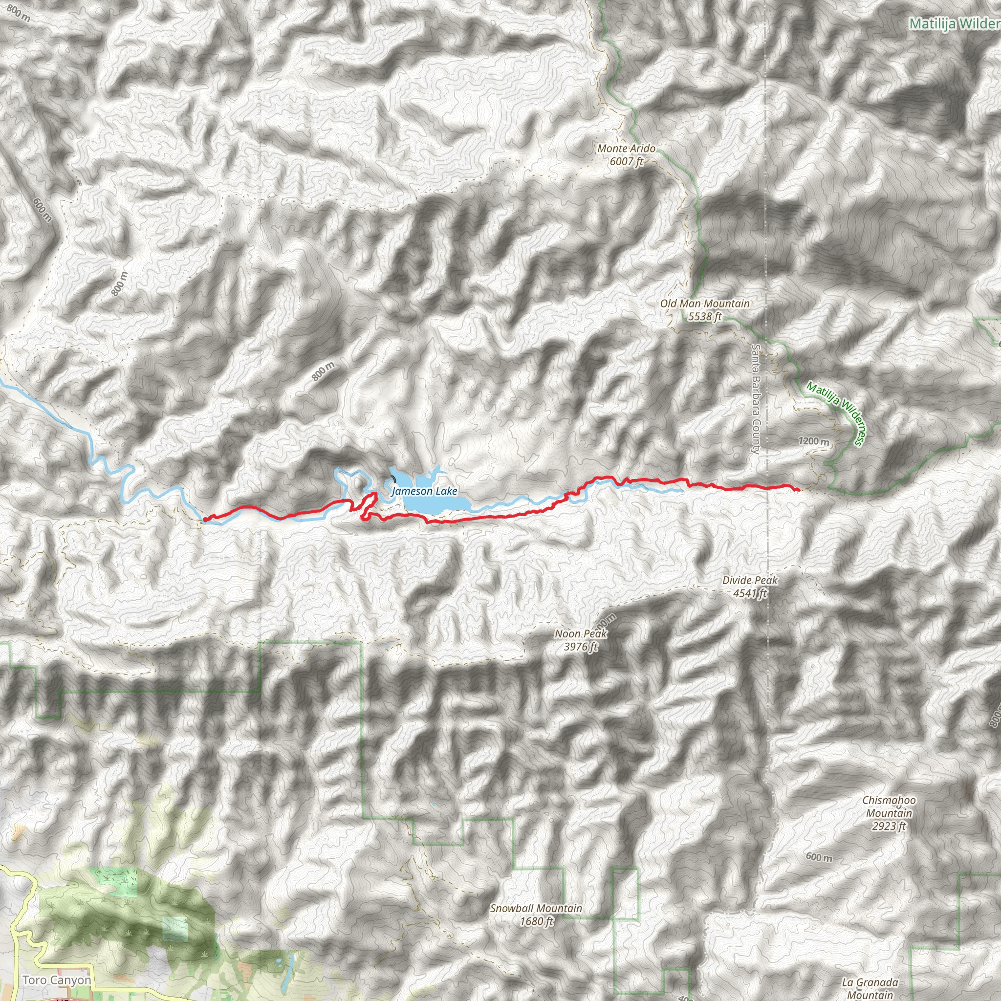 Matilija Divide Trail mobile static map