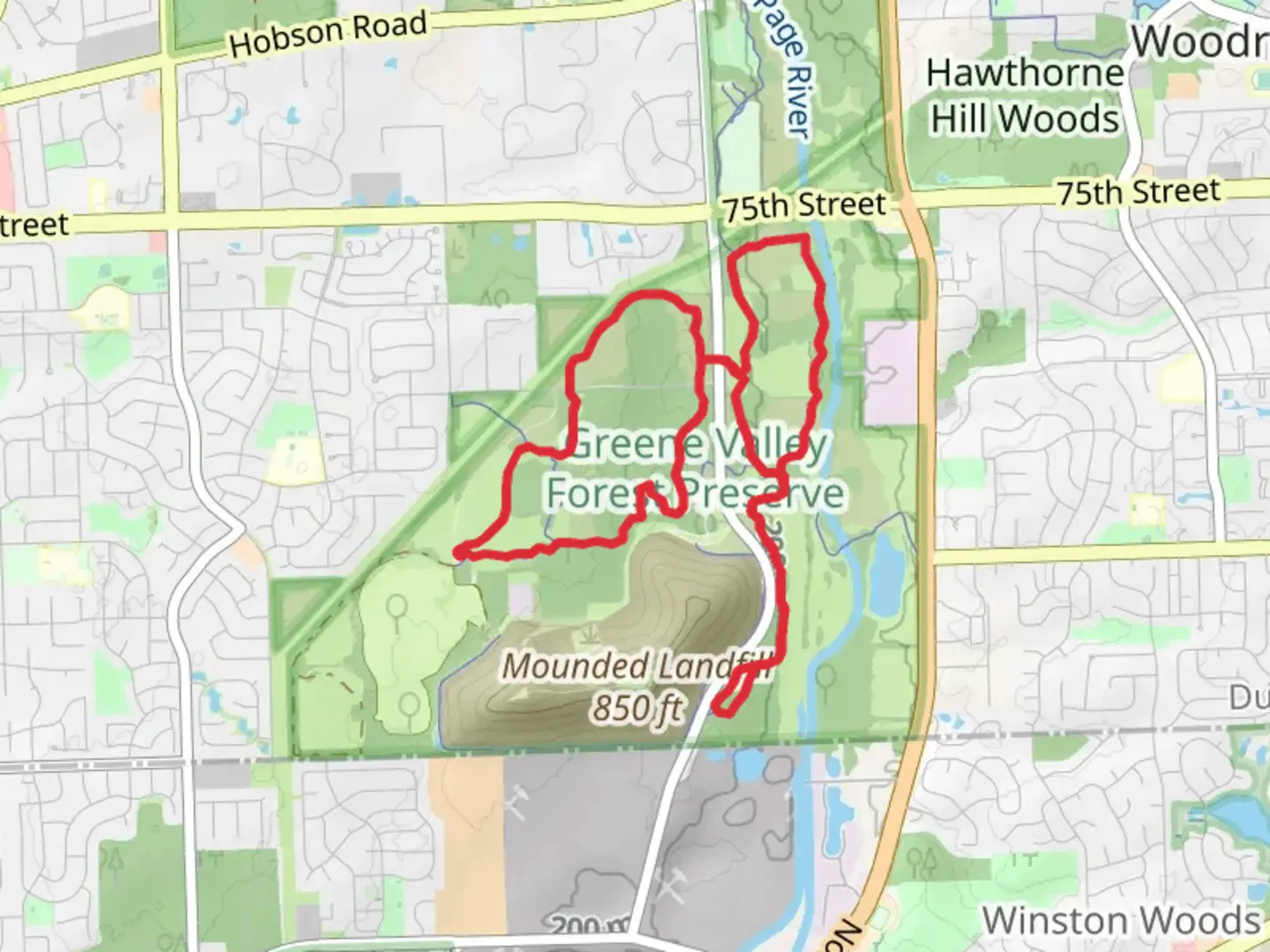 An image depicting the trail White Oak Trail and Valley Loop and its surrounding area.